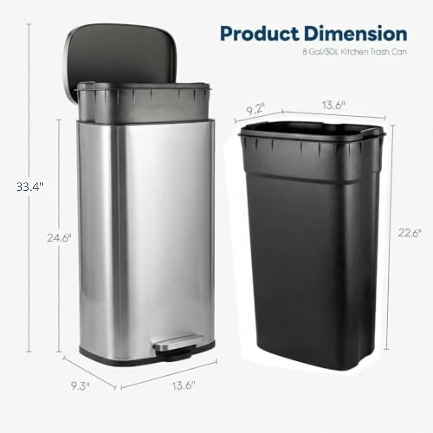 8 Gal Kitchen Trash Can