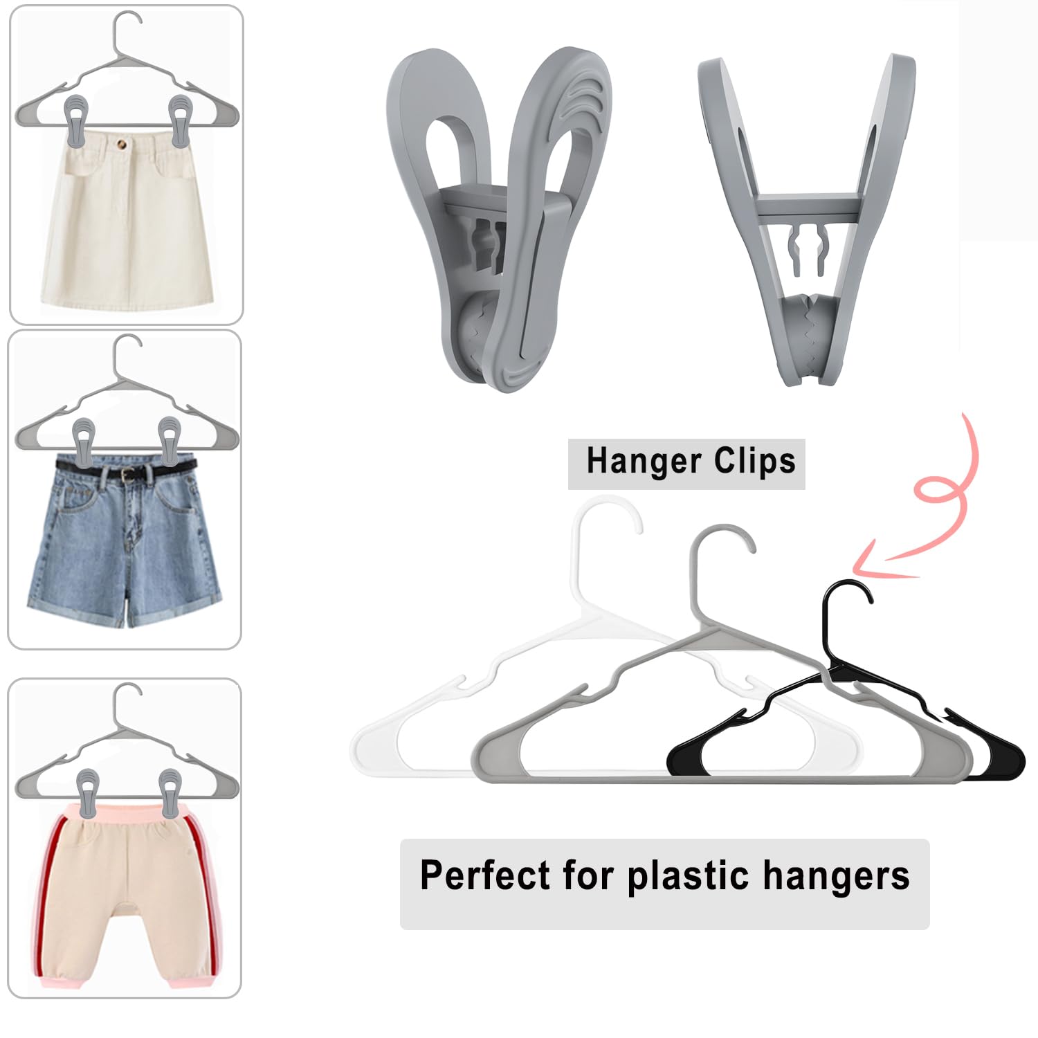 Grey Hanger Clips 50 PCS