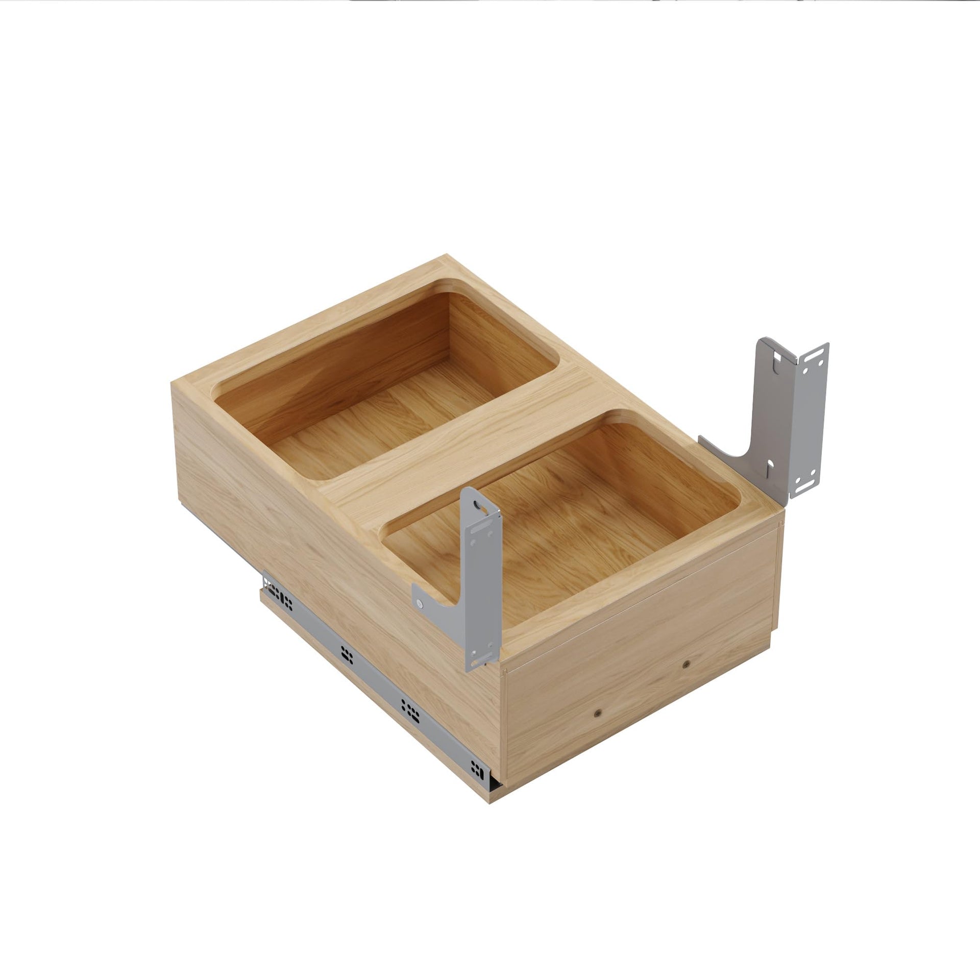 Dowell B18 B21 Wood Base Wastebasket Pullout with Two 35Qt Plastic Bins