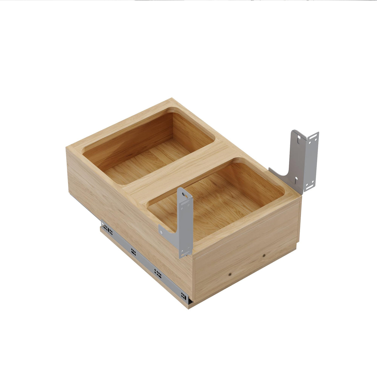Dowell B18 B21 Wood Base Wastebasket Pullout with Two 35Qt Plastic Bins