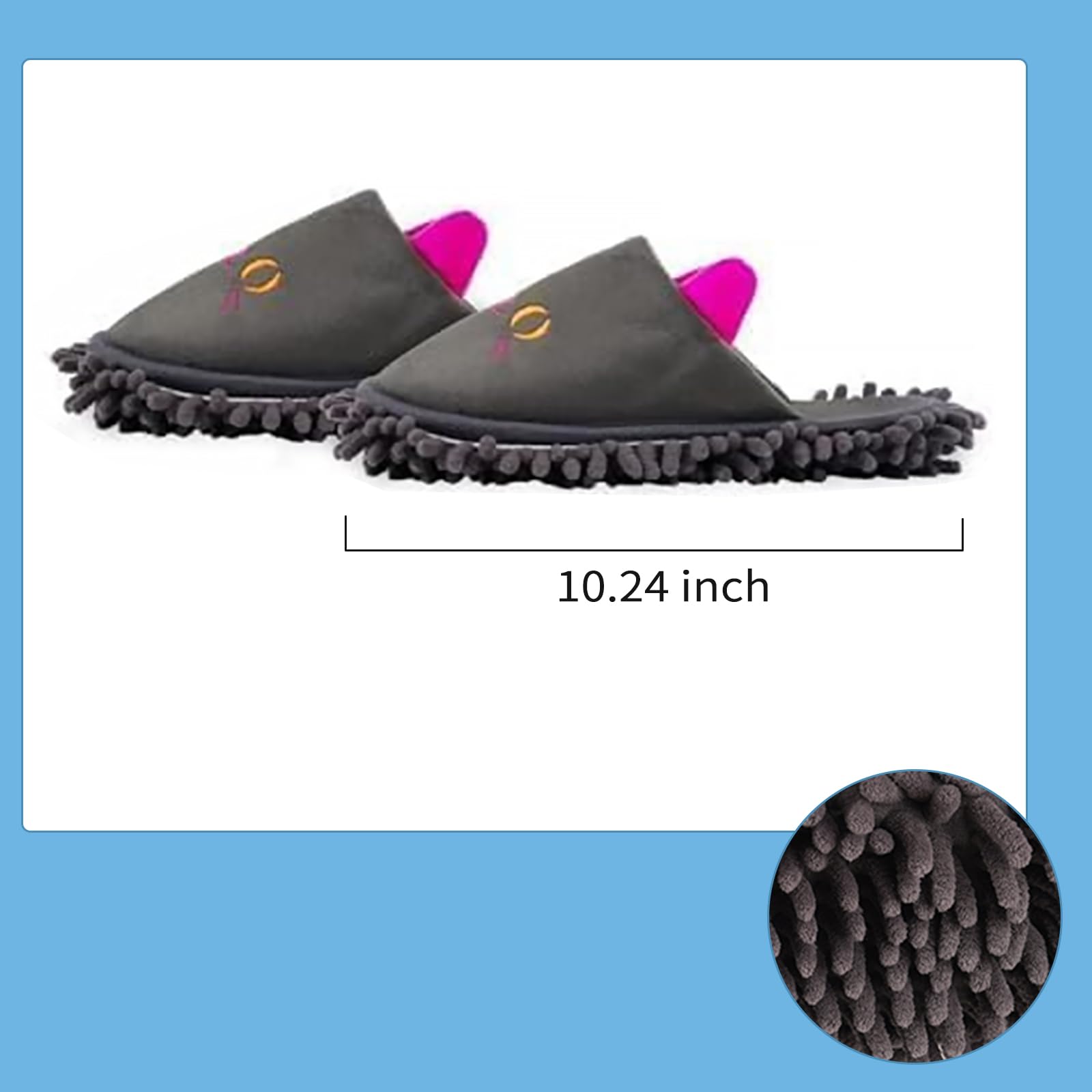 Non slip Microfiber Mop Slippers Floor Dusting for Home Dark Gray