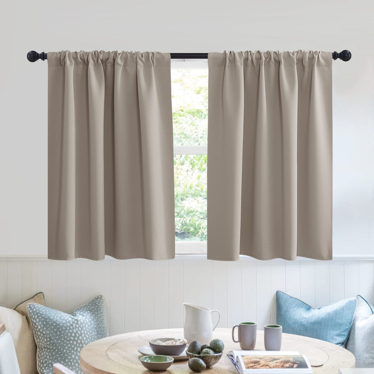 Short Blackout Curtains for Small Window Kitchen Bathroom Cafe RV