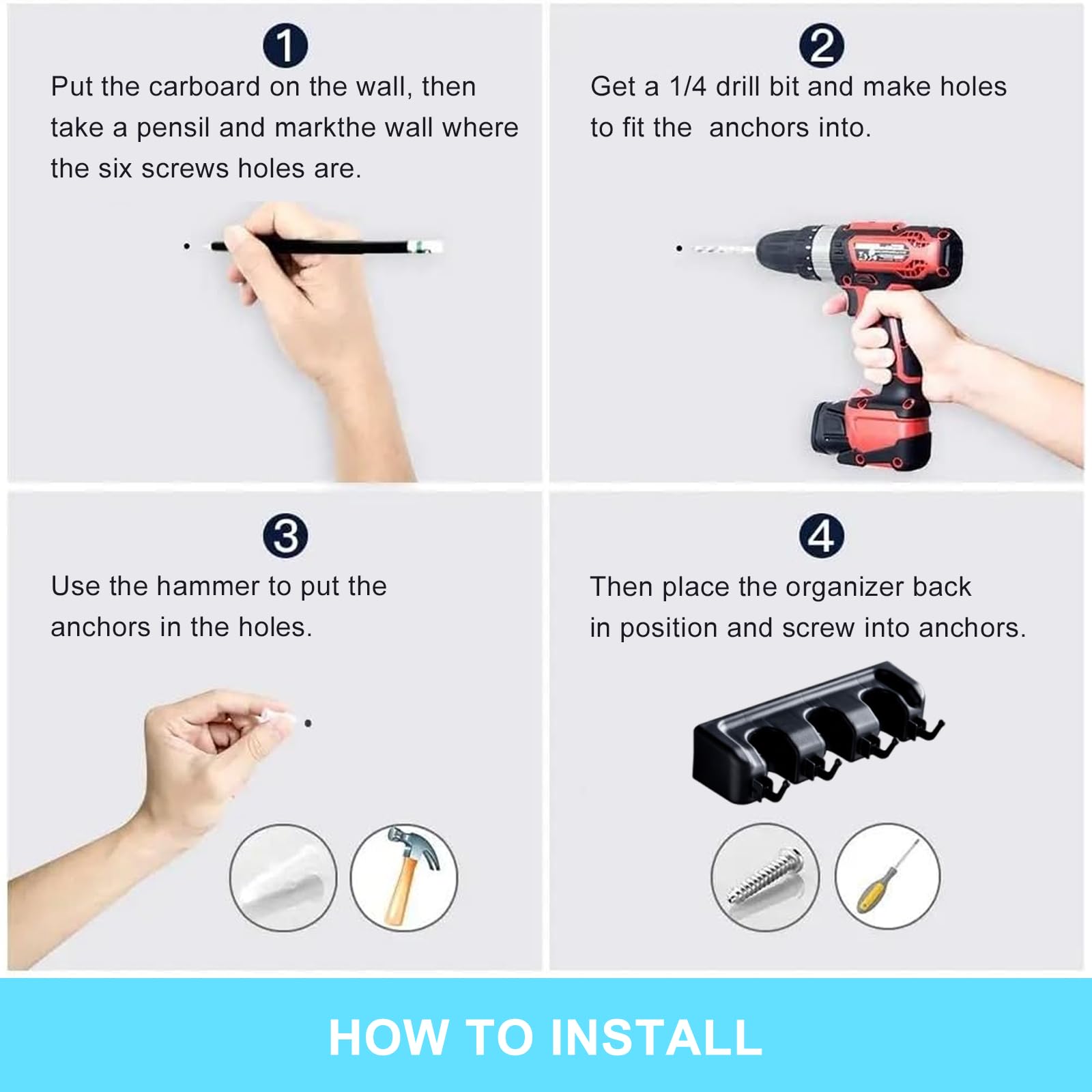 Broom and Mop Holder Wall Mount