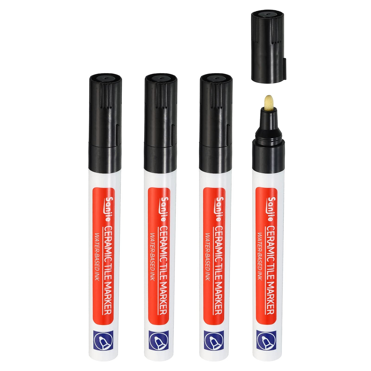 Grout Pen 4 Pack Black Tile Marker Waterproof Grout Sealer Pen Tile Repair Pens Paint Pens for Wall Floor Bathroom Kitchen Refresh (4 Count)