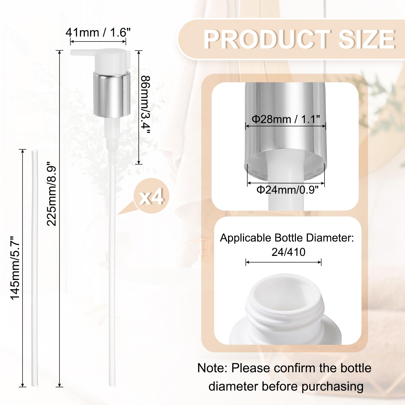 4 Pcs Soap Dispenser Pump Heads (4 Count)