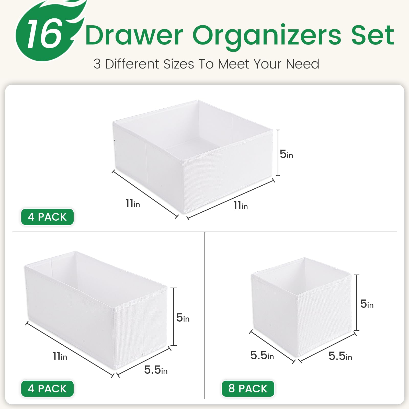 16 Pack Underwear Drawer Organizer (16 Count)