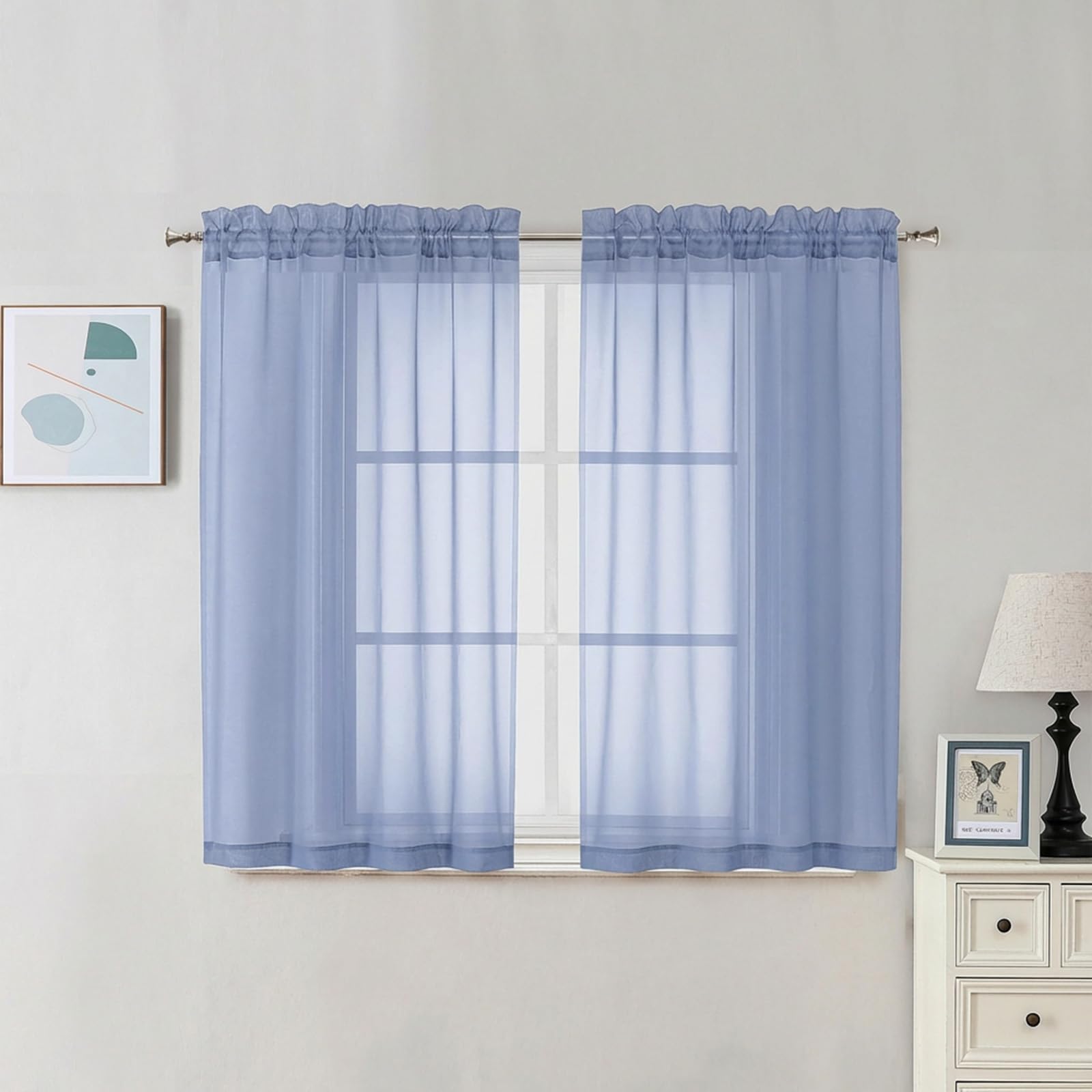 Sheer Curtains 45 Inch Long 2 Panels (2 Count)