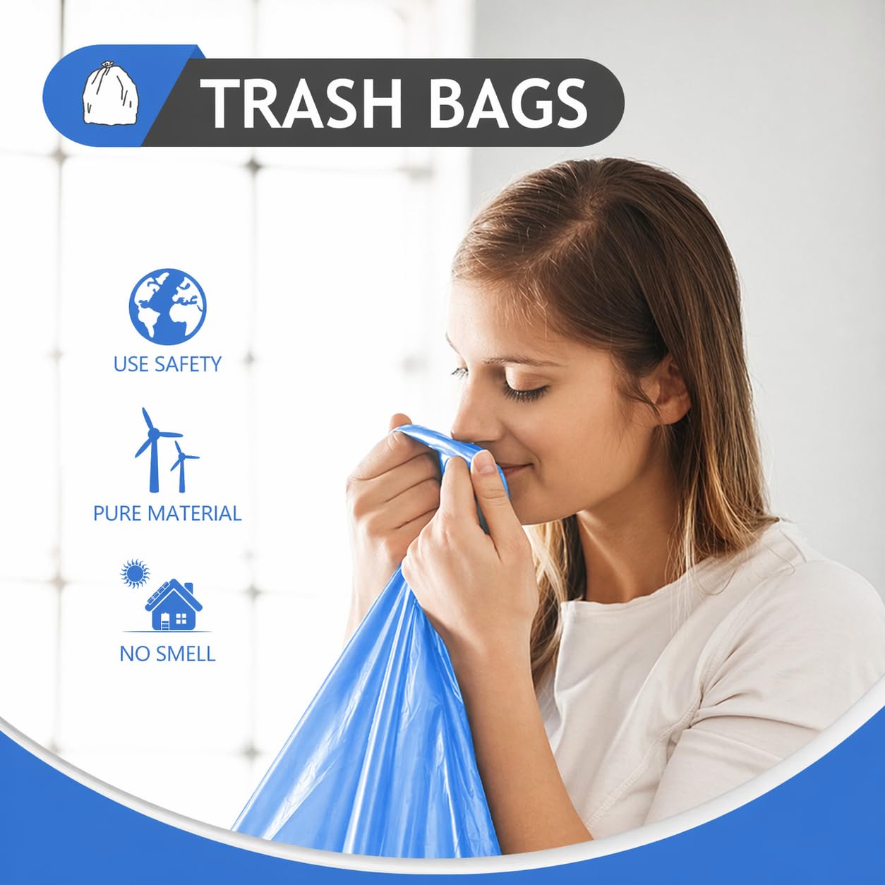 Small Blue Trash Bags 4 Gallon 160 Count Kitchen Garbage Bags