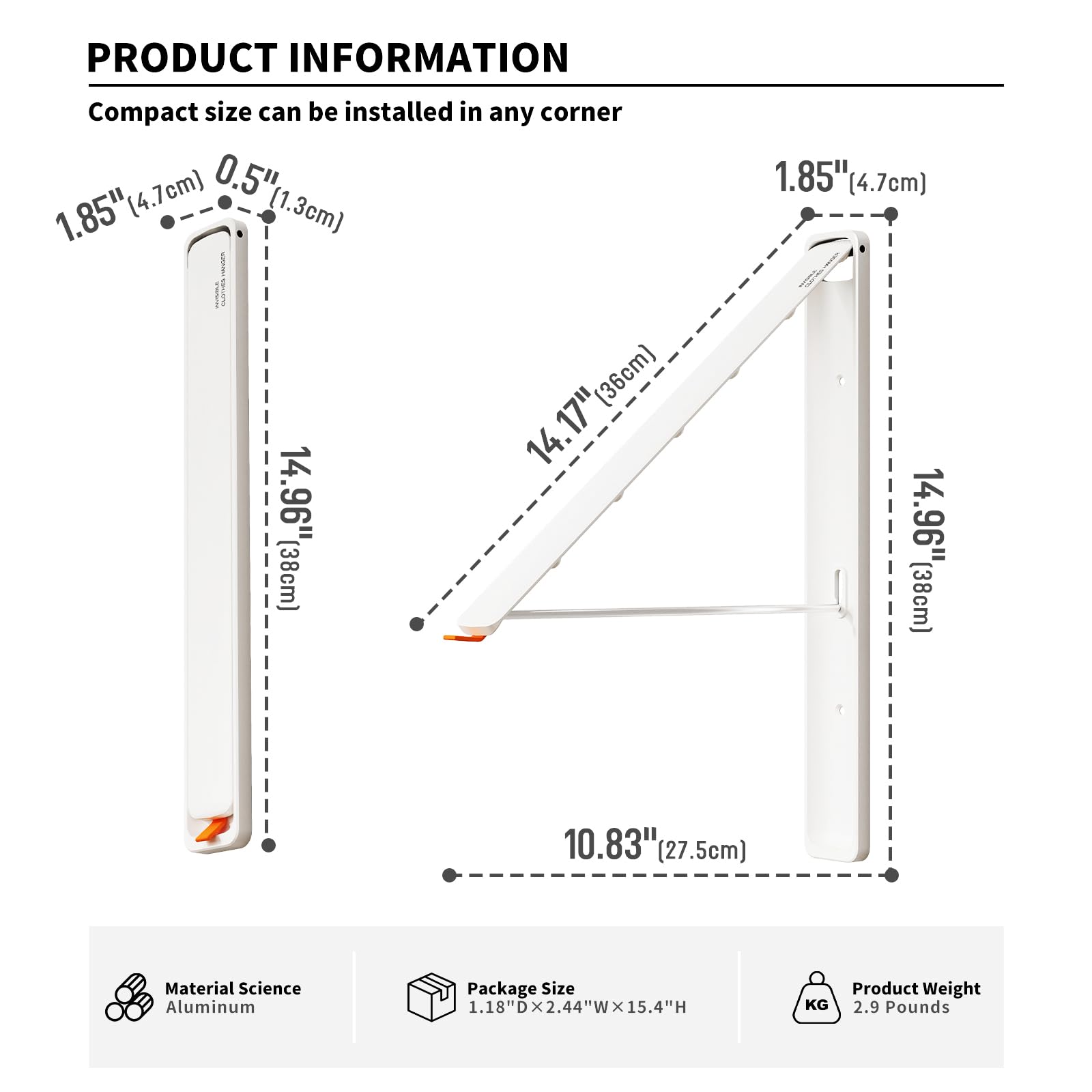 Folding Clothes Hanger Rack Wall mounted for Laundry Clothes Drying Rack