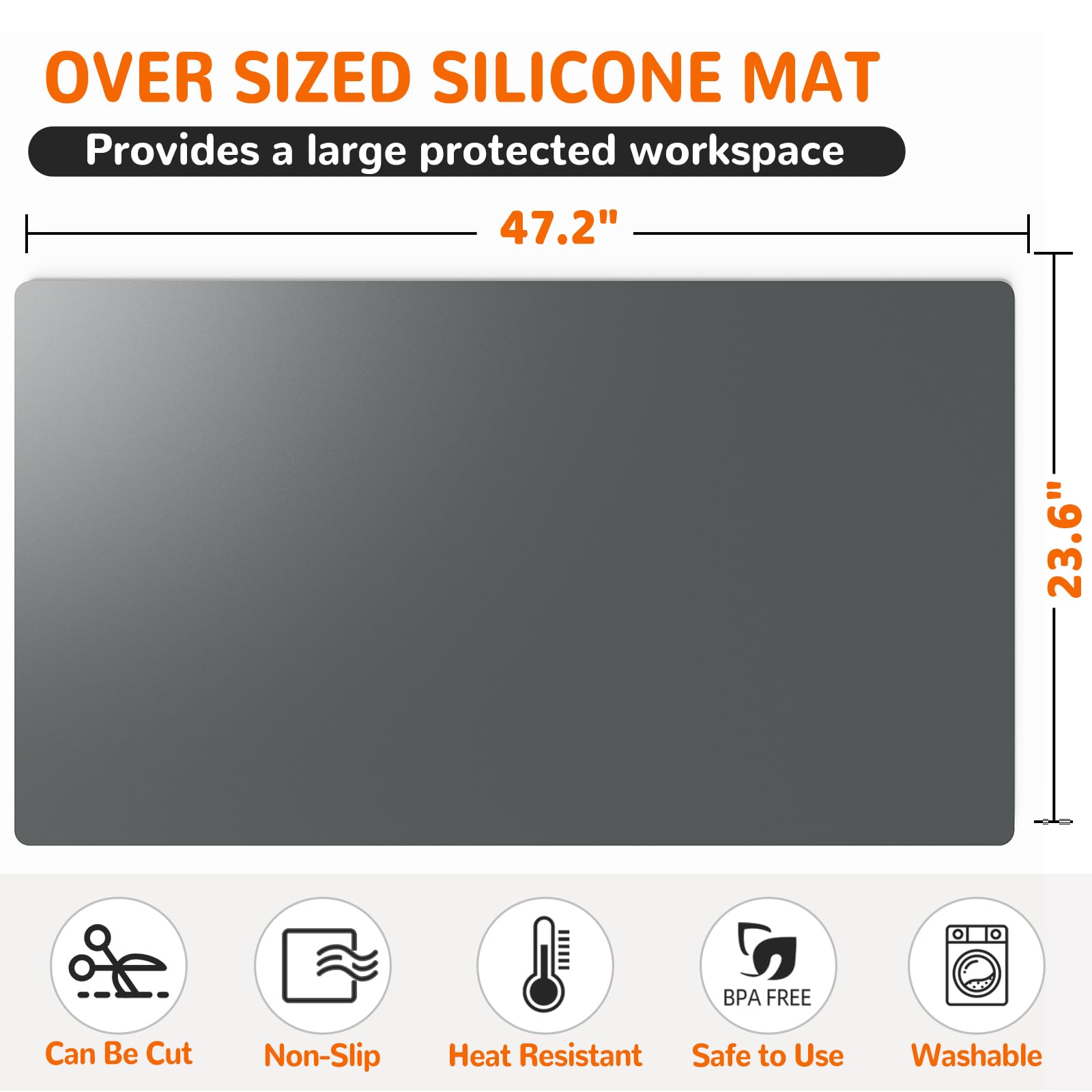 Silicone Mat 47"x 23" Silicone Mats for Kitchen Counter (7.7 Sq Ft)