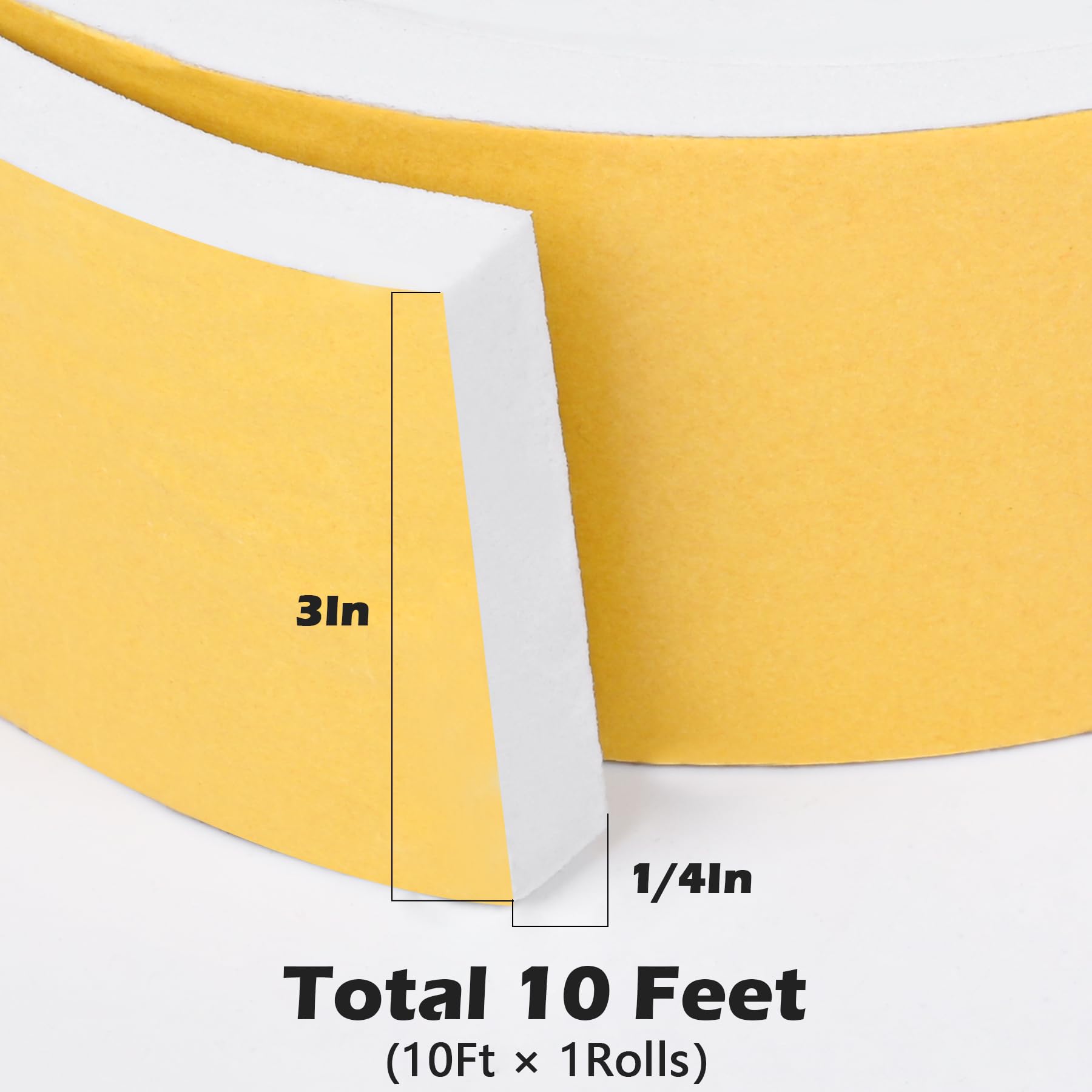 White Door Window Weather Stripping Self Adhesive Foam Tape High Density Foam Sealing Strip Window Insulation Weatherproof Gasket Tape for Doors and Windows (10 Foot)