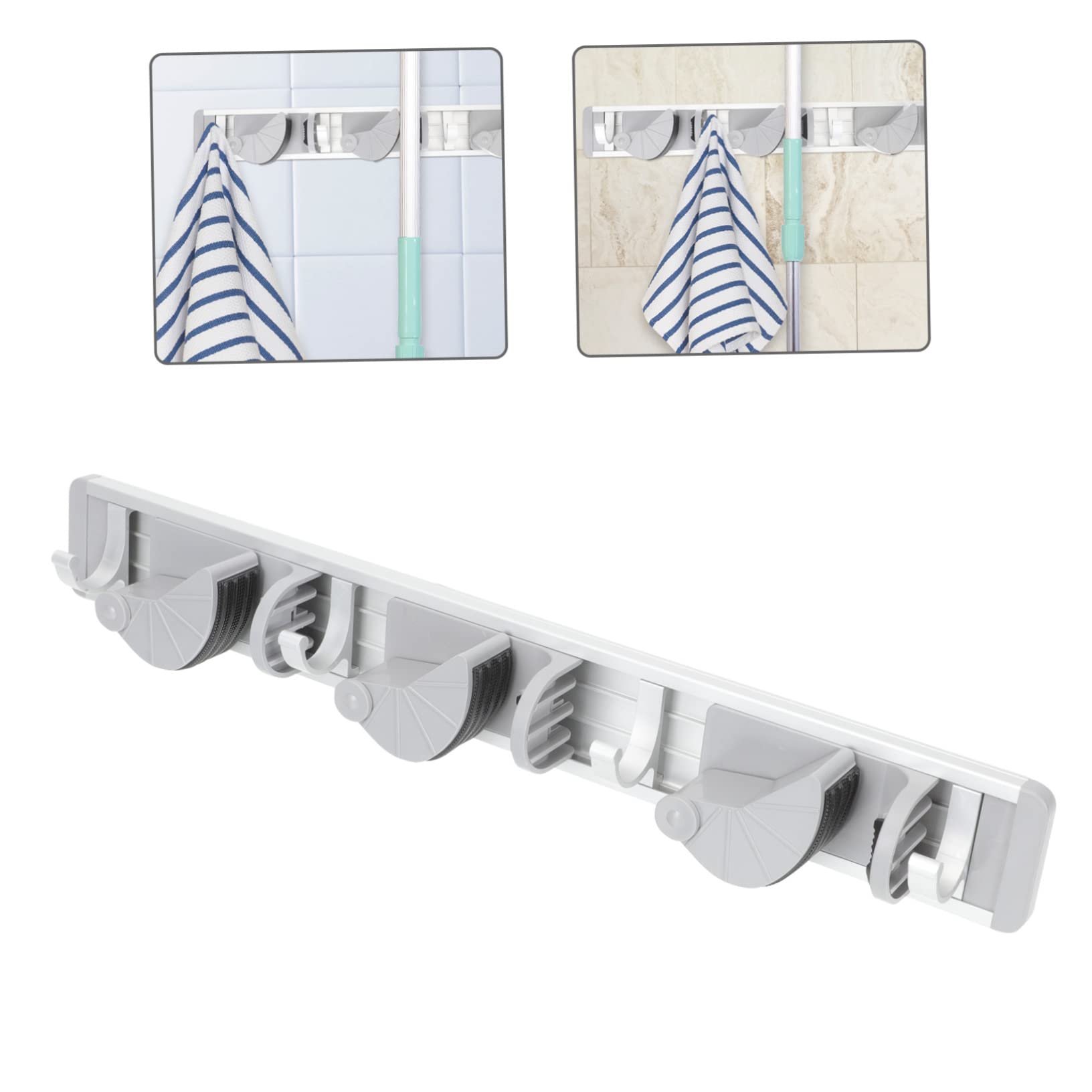 Aluminum Mop Hook Broom Organizer Wall Mount Broom Gripper for Garden Kitchen