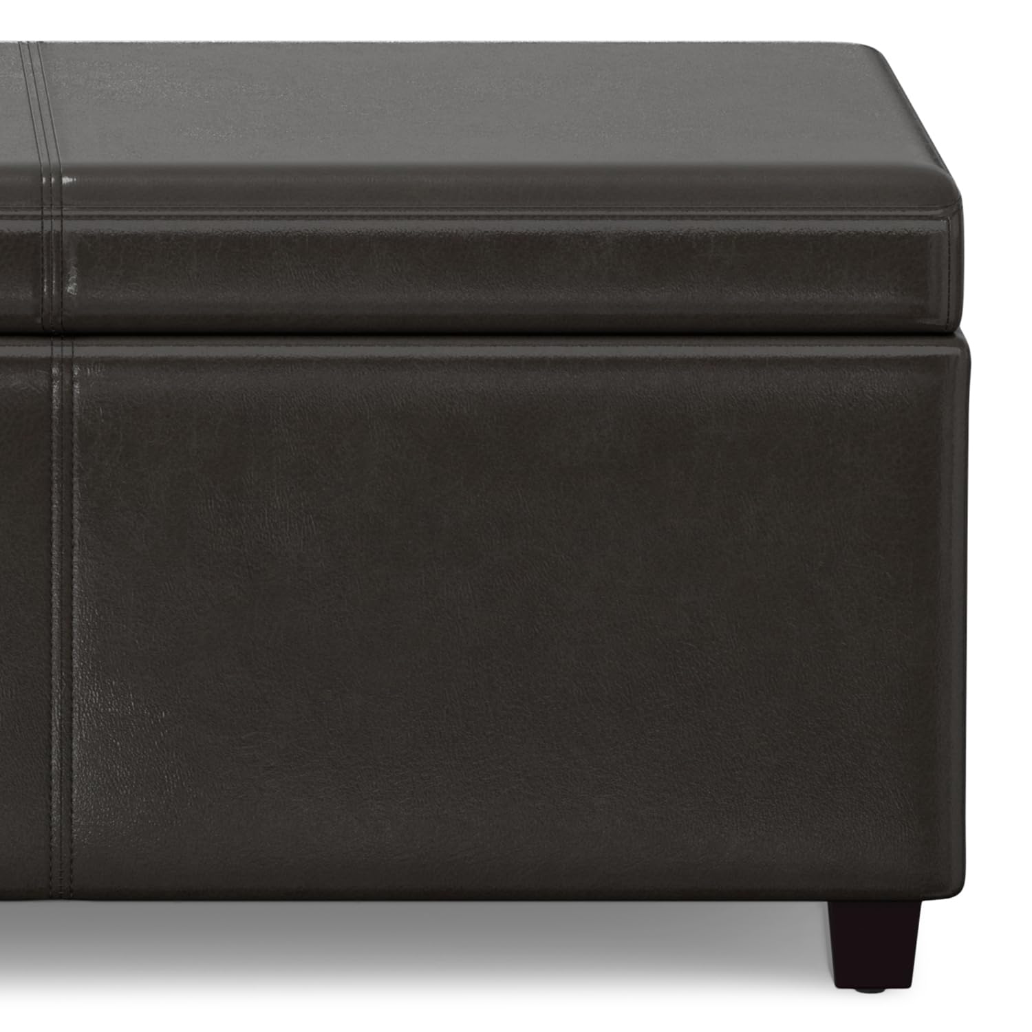 Avalon 54" Wide Vegan Leather Storage Ottoman in Tanners Brown