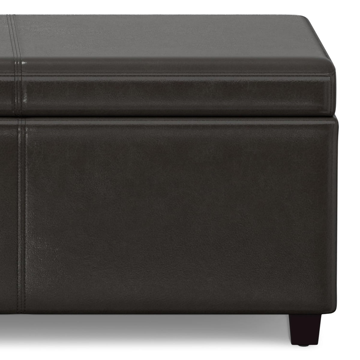 Avalon 54" Wide Vegan Leather Storage Ottoman in Tanners Brown