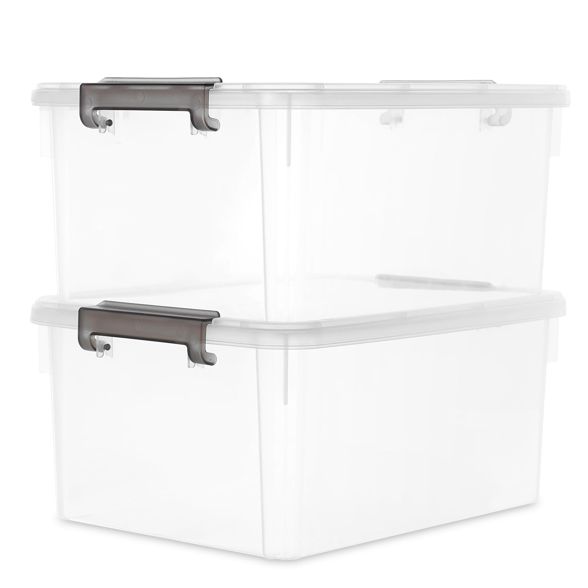 17 QT Plastic Storage Bins with Latching Lids Stackable Storage Containers for Organizing Large Clear Storage Box for Garage (2 Count)