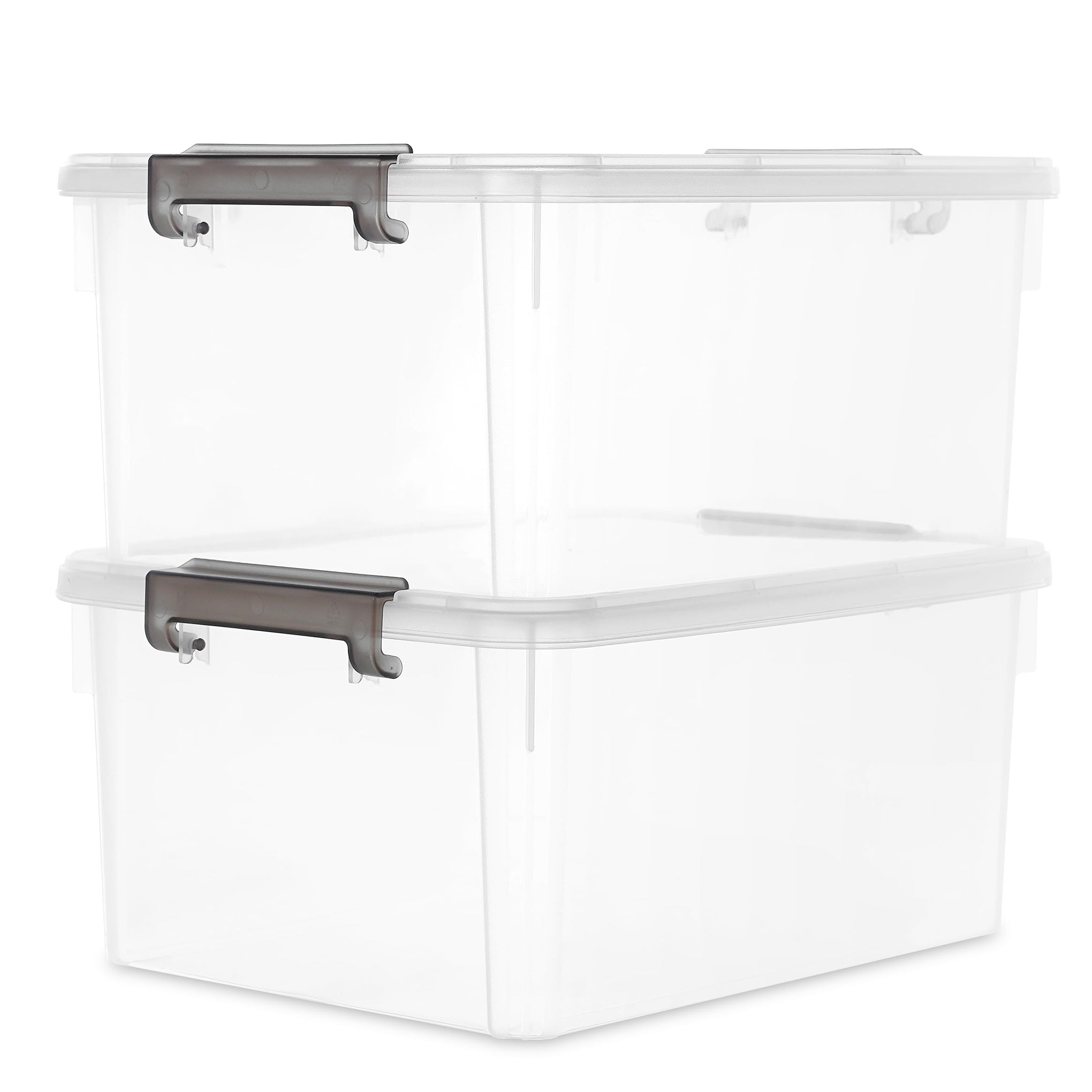 17 QT Plastic Storage Bins with Latching Lids Stackable Storage Containers for Organizing Large Clear Storage Box for Garage (2 Count)