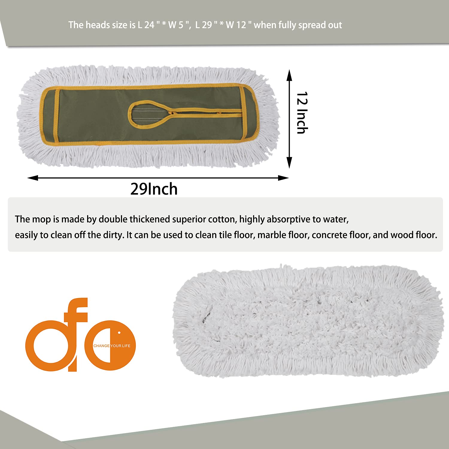 OFO 24inch Industrial Commercial Dust Mop 2 Sets (2 Count) - ModHome Supplies