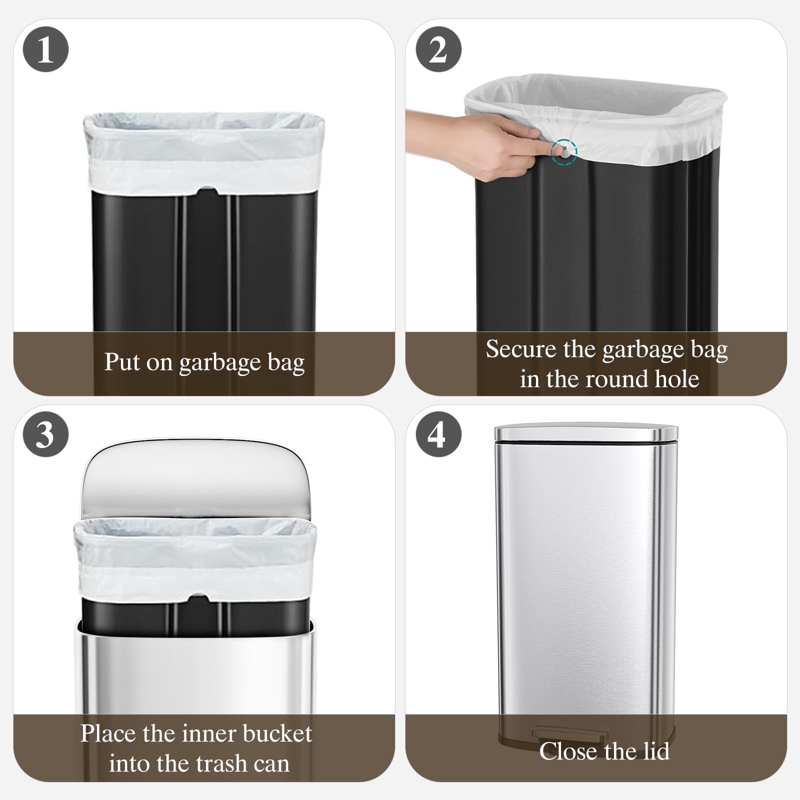 8 Gallon 30L Step Kitchen Trash Can