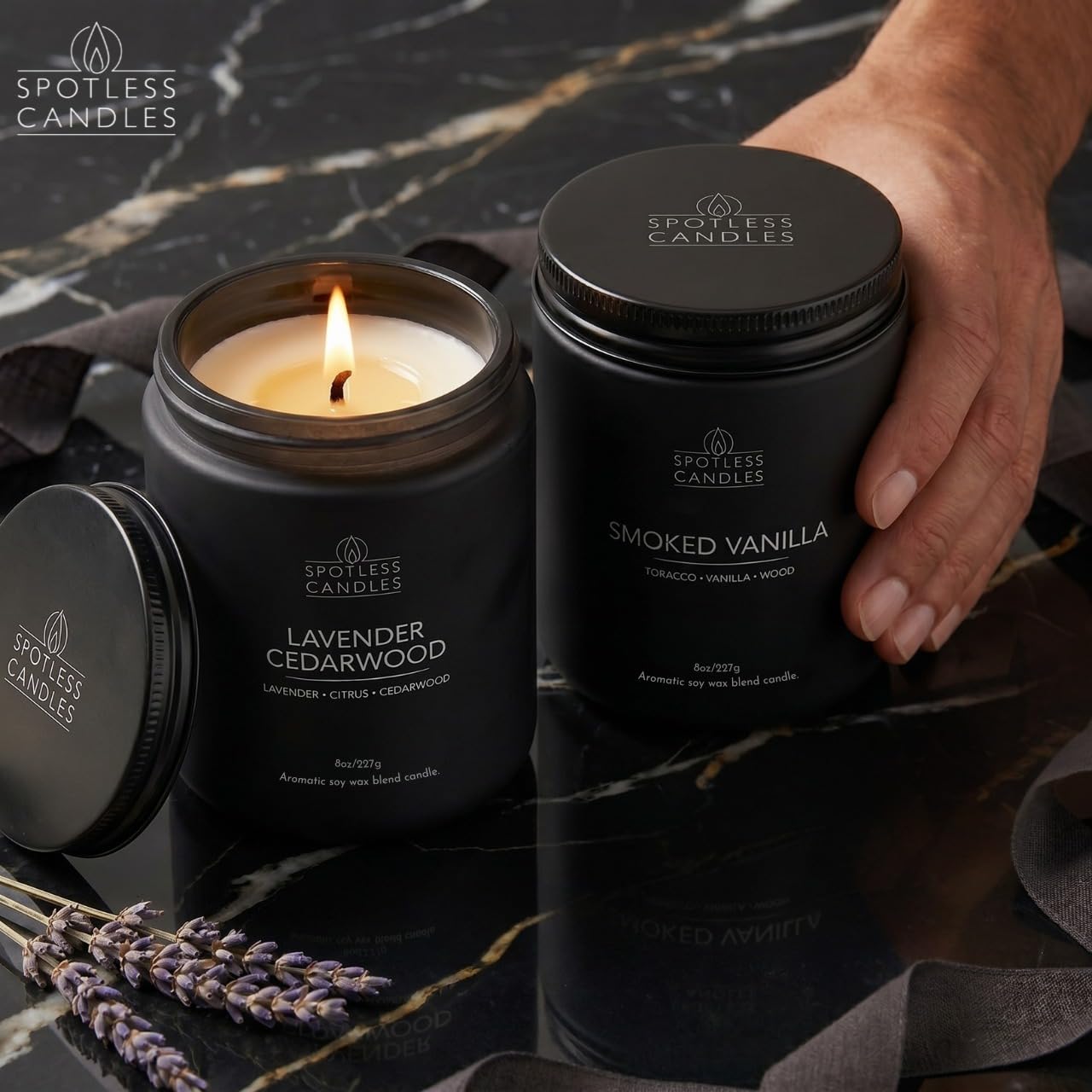 Mens Candle 2 x 8oz Pack Smoked Vanilla and Lavender Cedarwood Scents (2 Count)