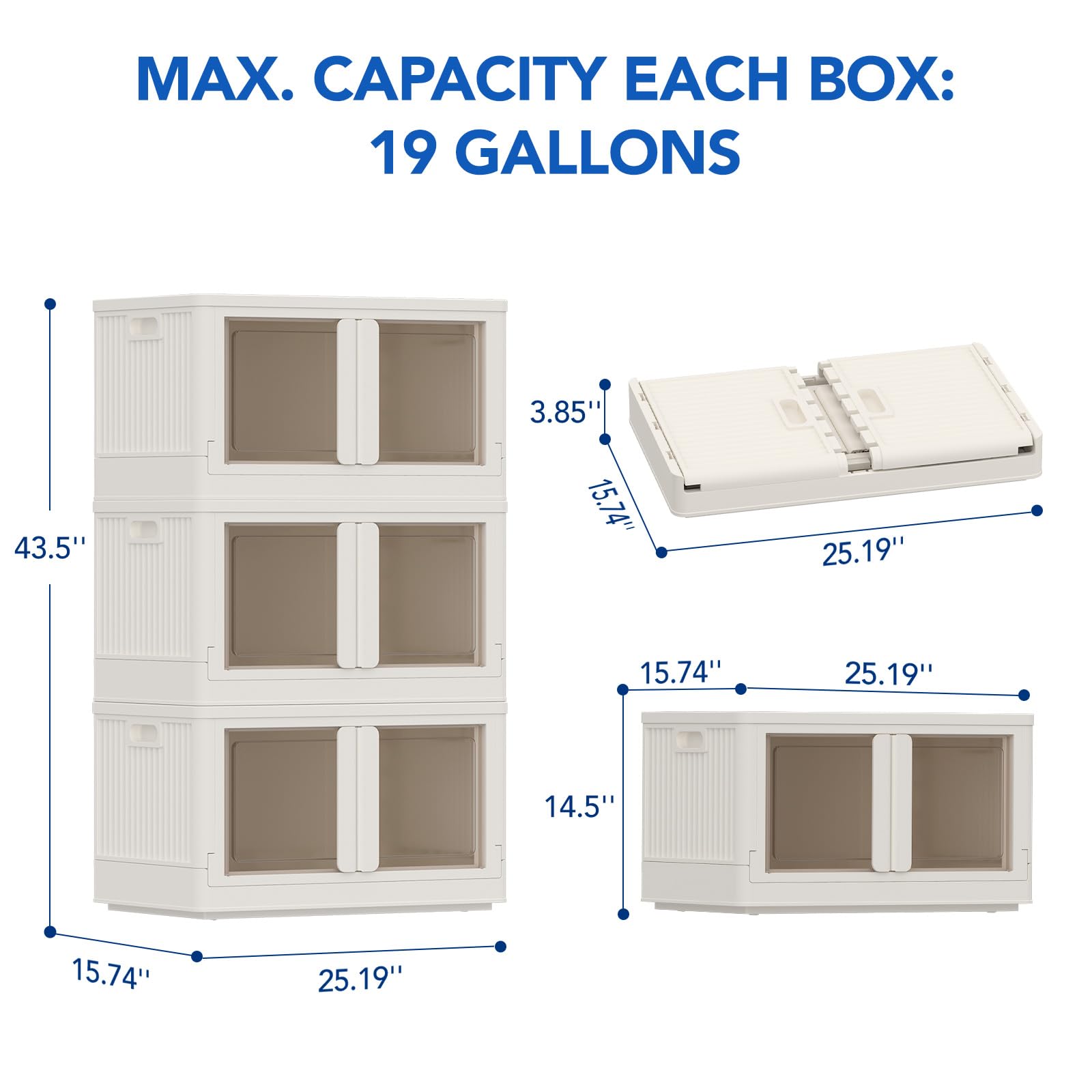 228 QT Stackable Plastic Storage Bins With Lids (3 Count)