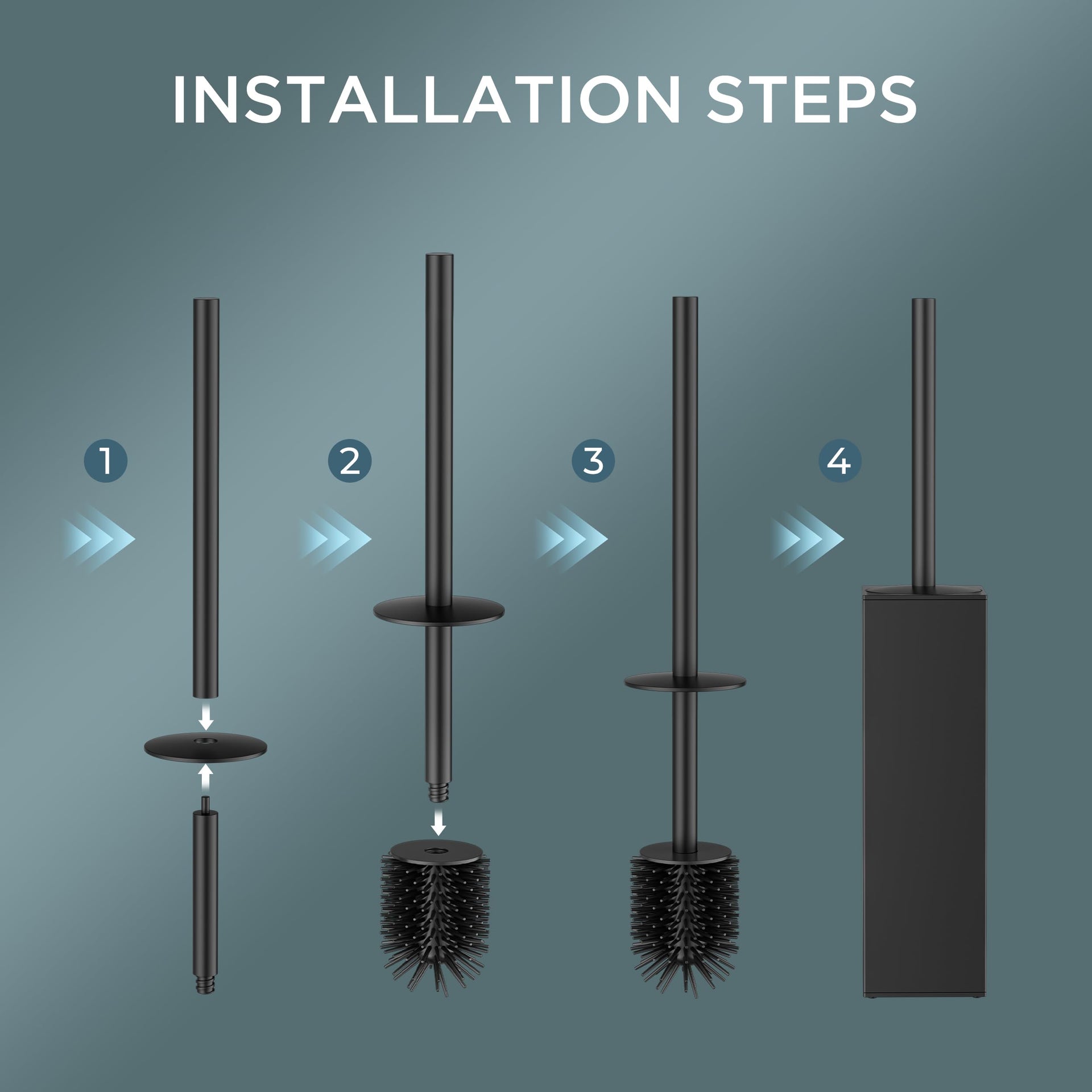 Stainless Steel Toilet Bowl Brush Scrubber and Holder Set Tall