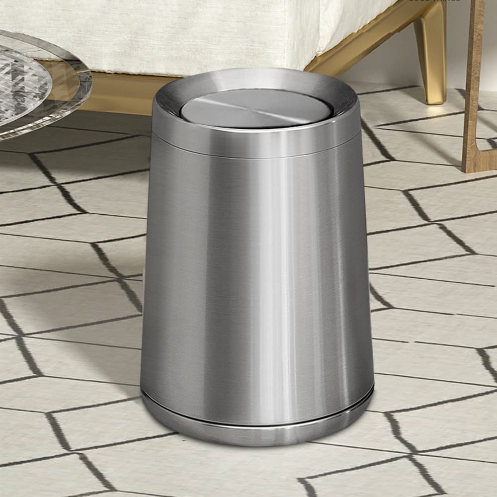 2.6Gallen Brushed Nickel Bathroom Trash Can with Lid