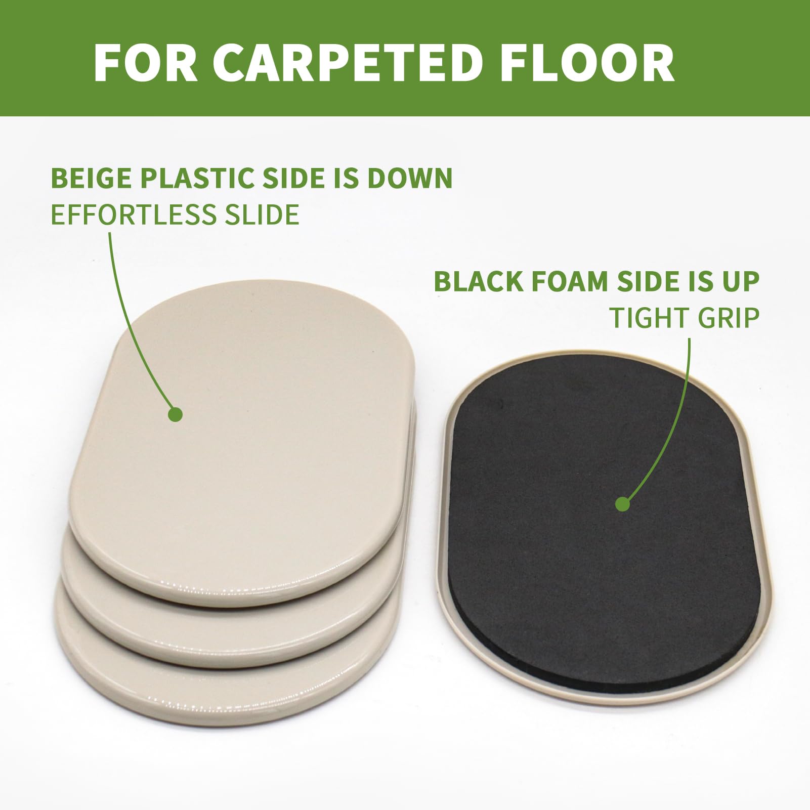 Furniture Sliders for Carpet 4 PCS (4 Count)