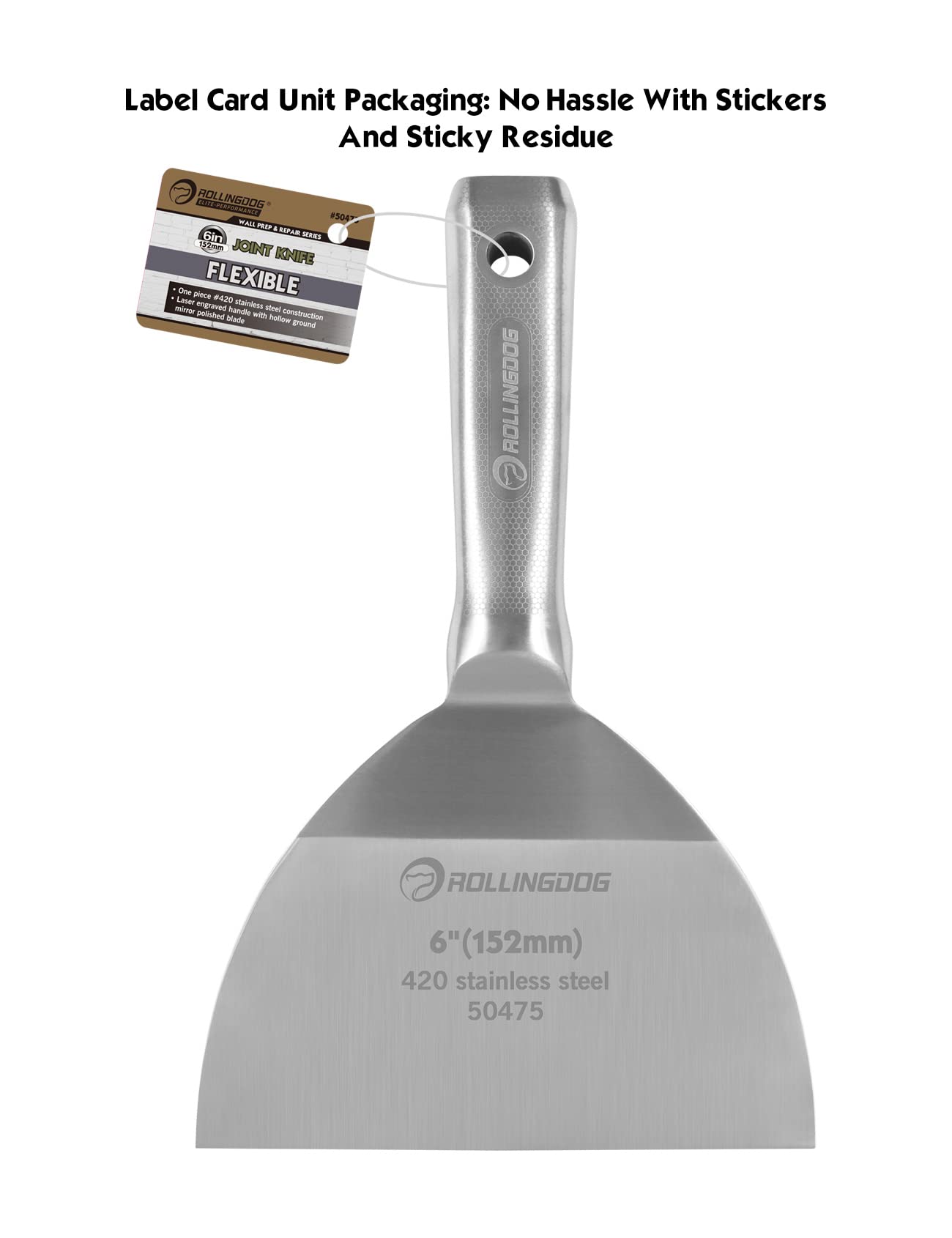 6 inch Putty Knife 420 Stainless Steel Spackle Knife
