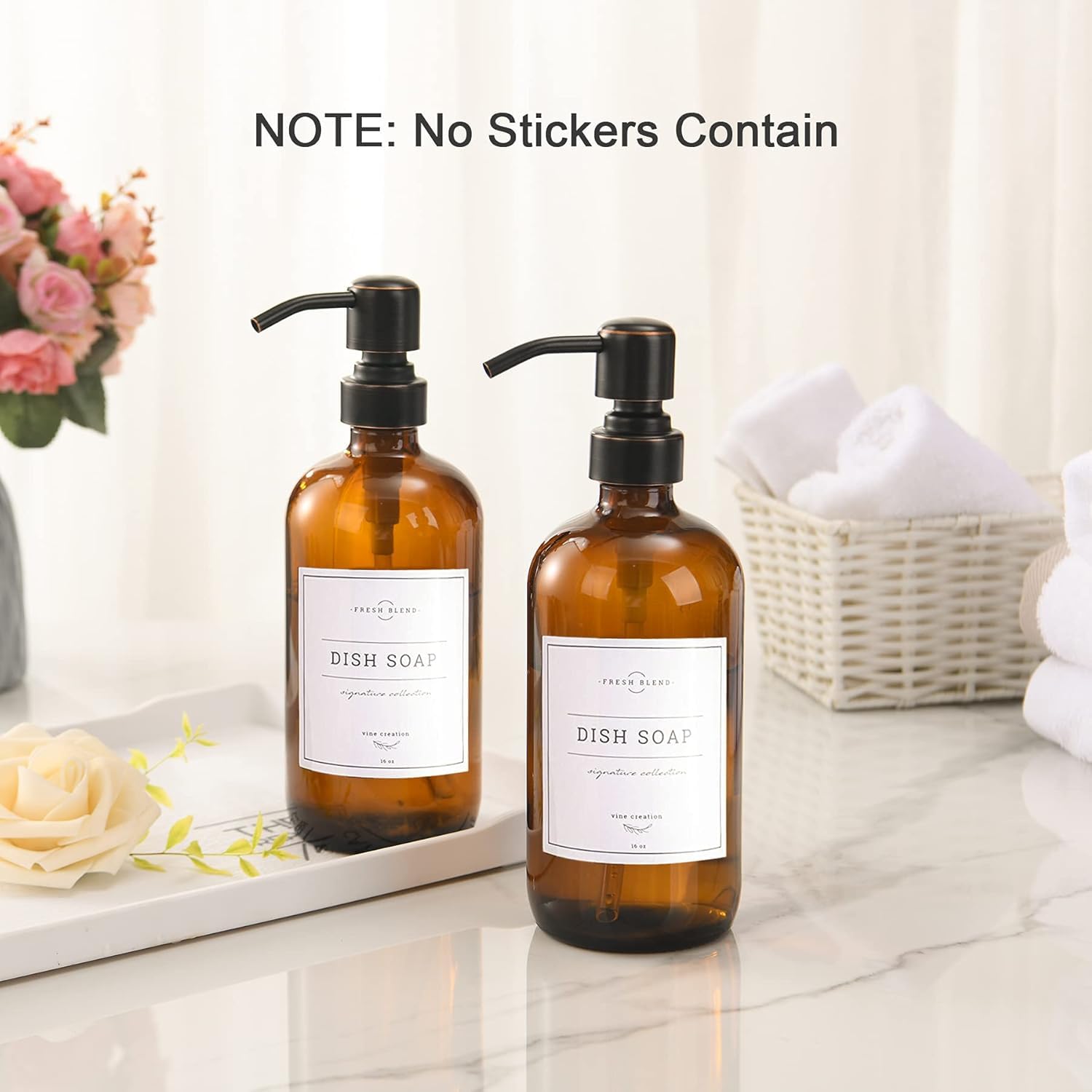 Amber Glass Soap Dispensers (2 Count)