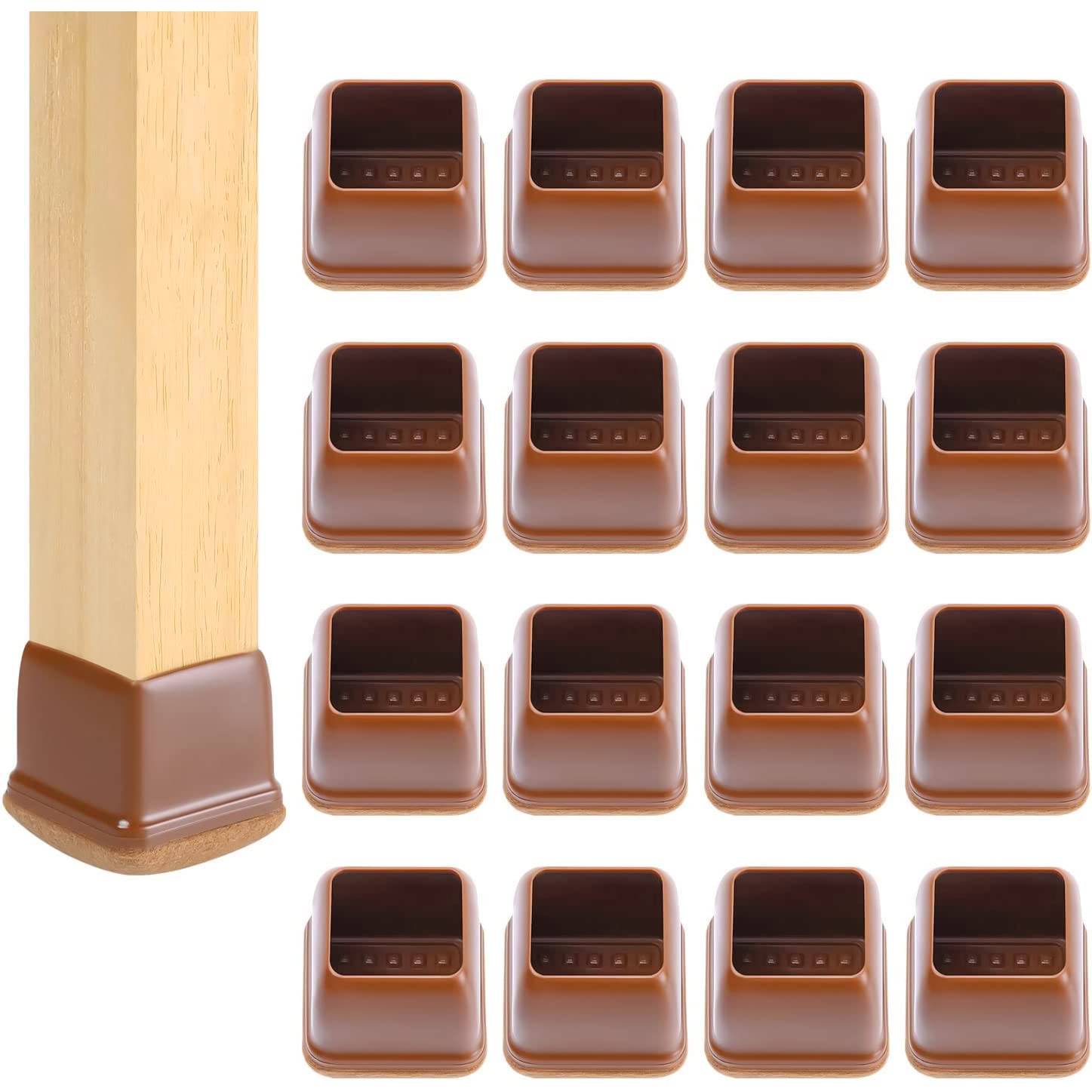 24 Pcs Square Chair Leg Floor Protectors with Felt (24 Count)