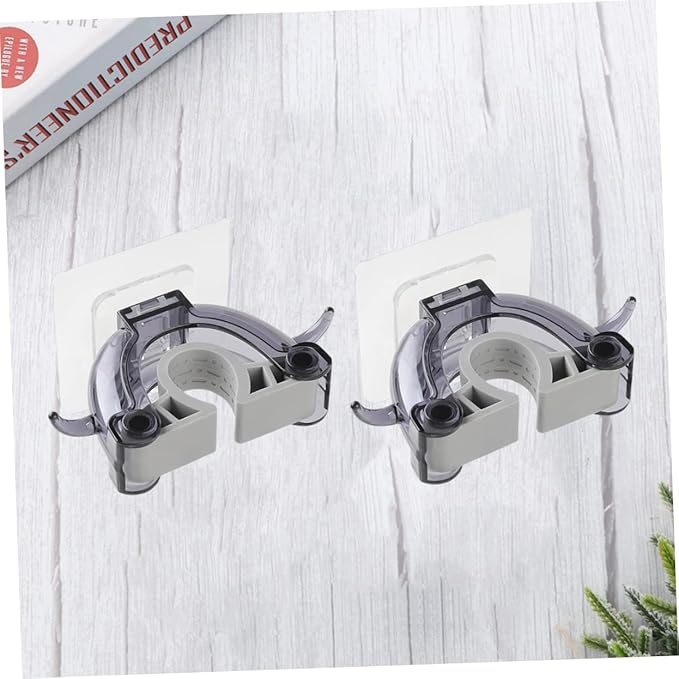 2pcs Wall Mounted Mop Holder Clip Seamless Broom Hanger for Home Kitchen Bathroom Organizer Plastic Design Installation Black