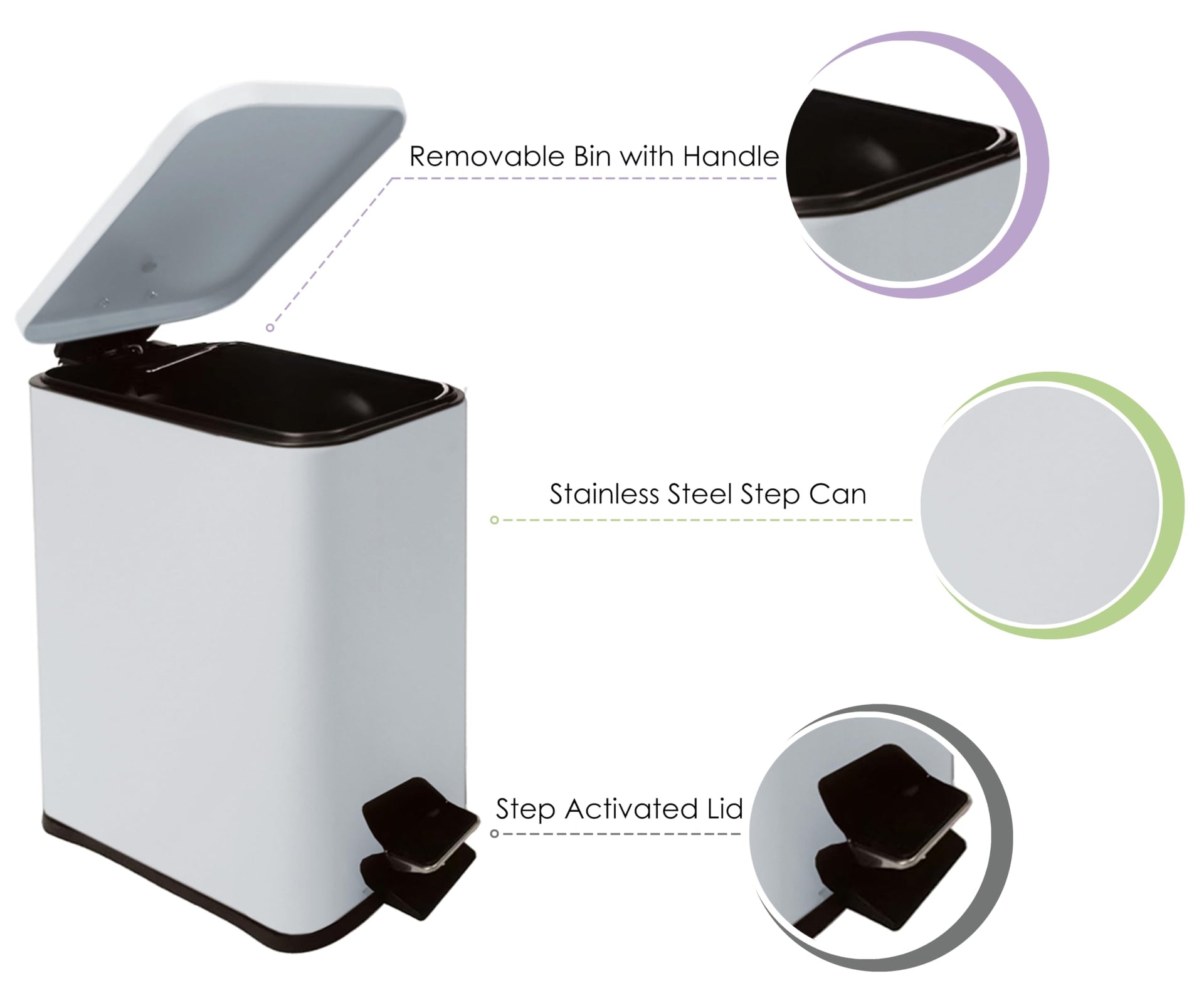 Stainless Steel Small Trash Can with Lid & Step Pedal