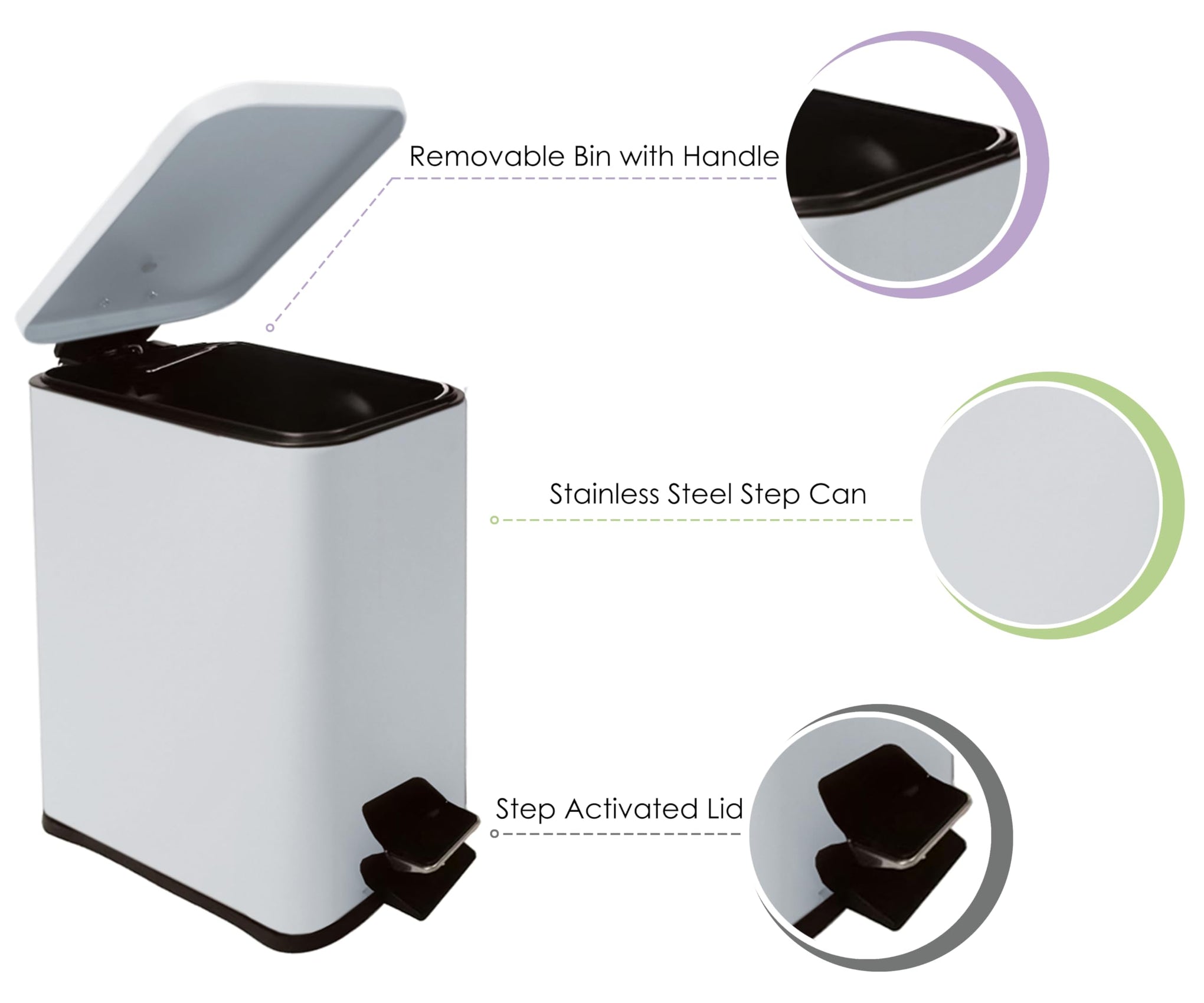 Stainless Steel Small Trash Can with Lid & Step Pedal