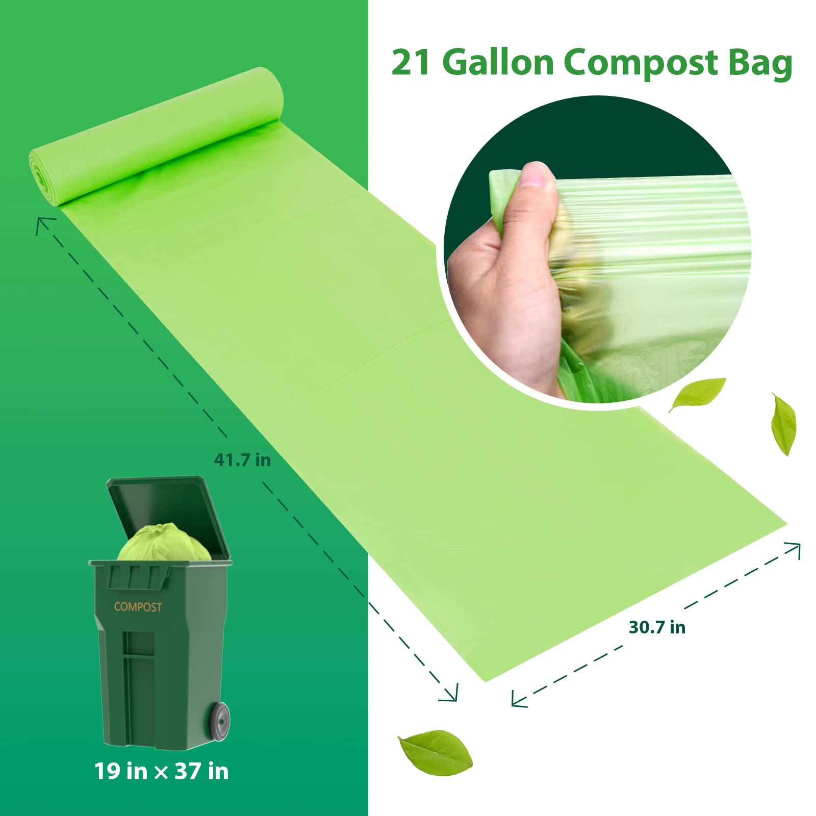 Compostable Trash Bags 21 gallon (20 Count)