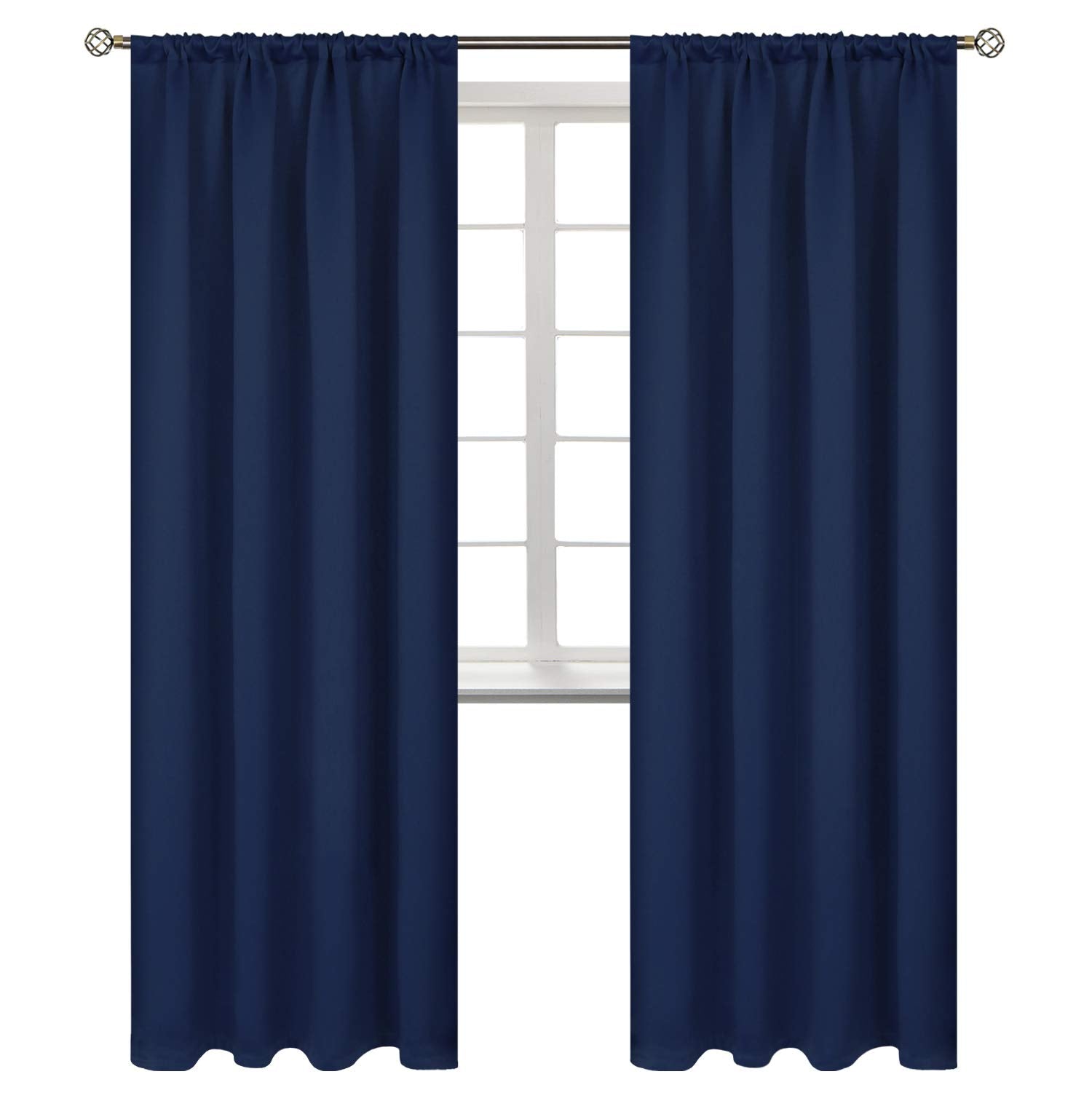 Rod Pocket Blackout Curtains 84 Inches Long for Bedroom