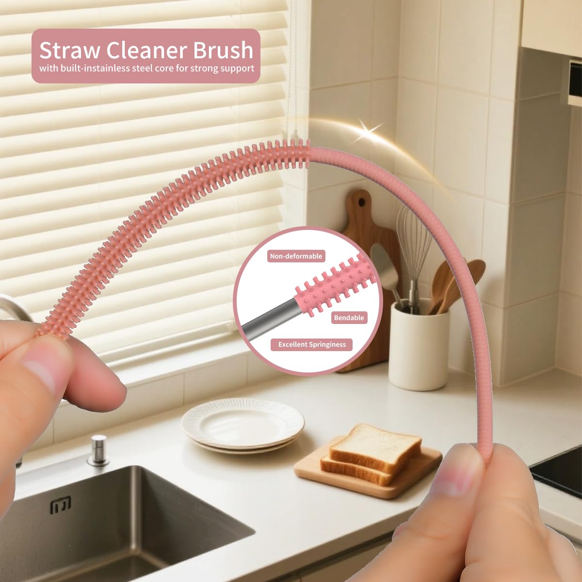 4PCS Silicone Straw Cleaner Brush