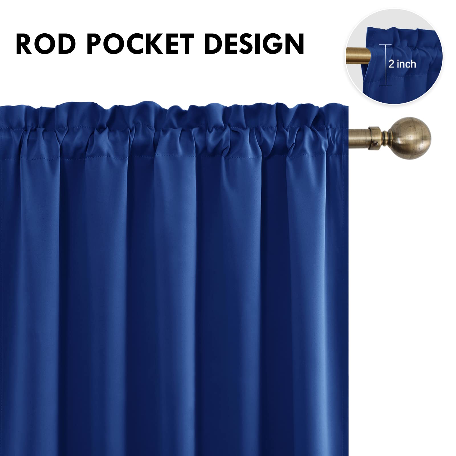 Wide Blackout Curtains for Living Room 60 x 63 Inch Long 2 Panels (2 Count)