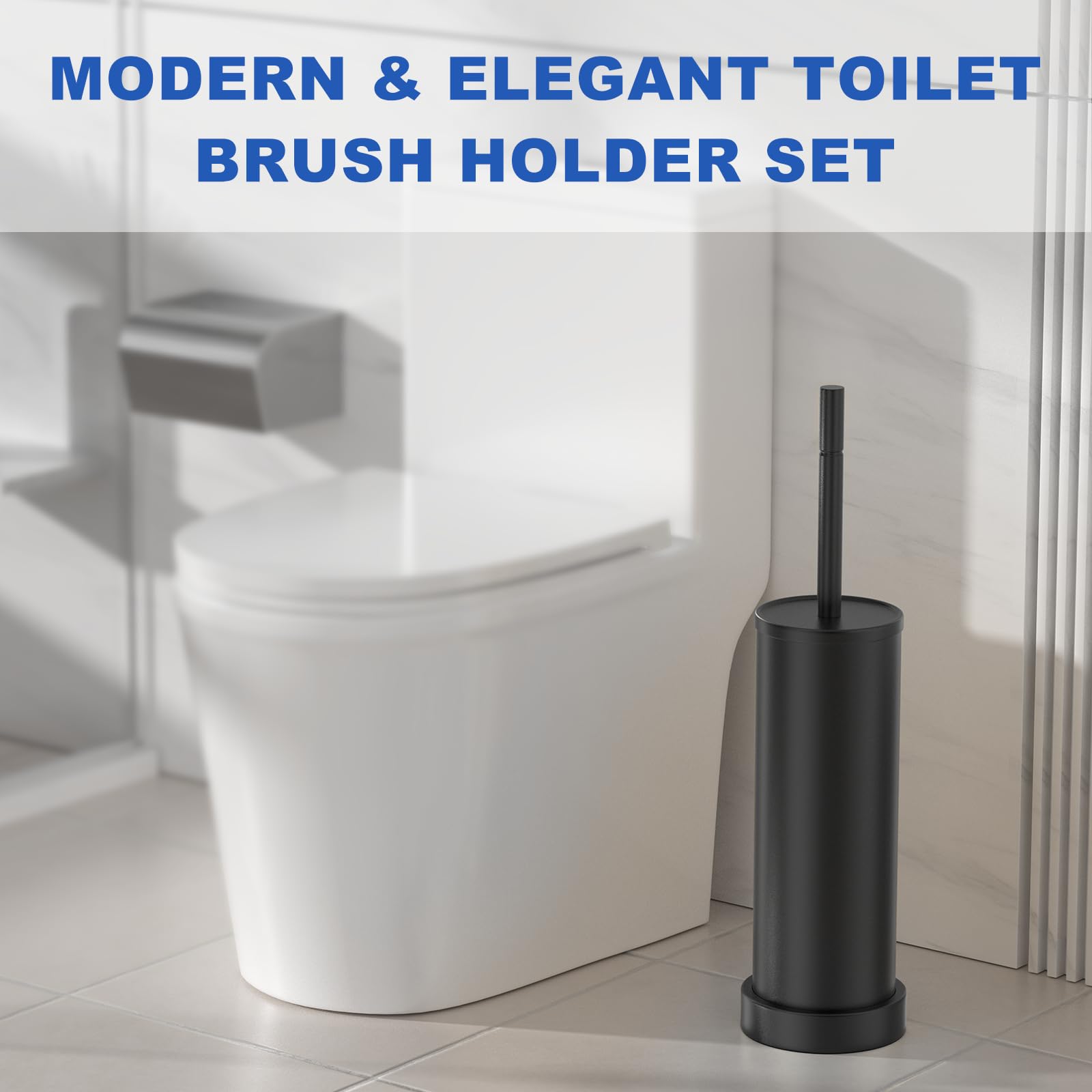 Black Toilet Brush and Holder Set