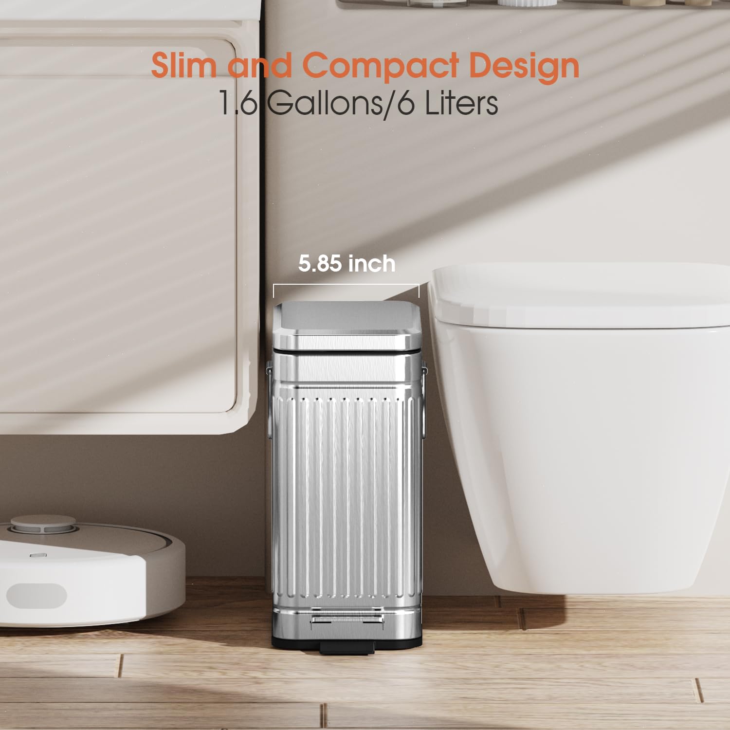 Small Bathroom Trash Can with Lid Soft Close