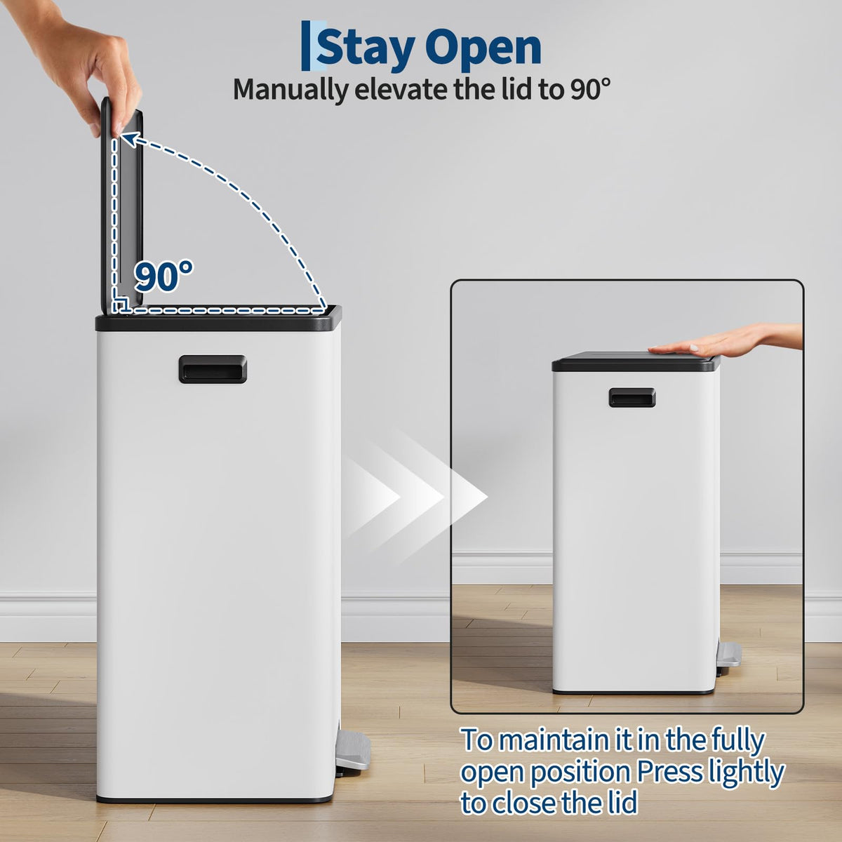 Dual Trash Can Stainless Steel Kitchen Recycling Bin Foot Pedal