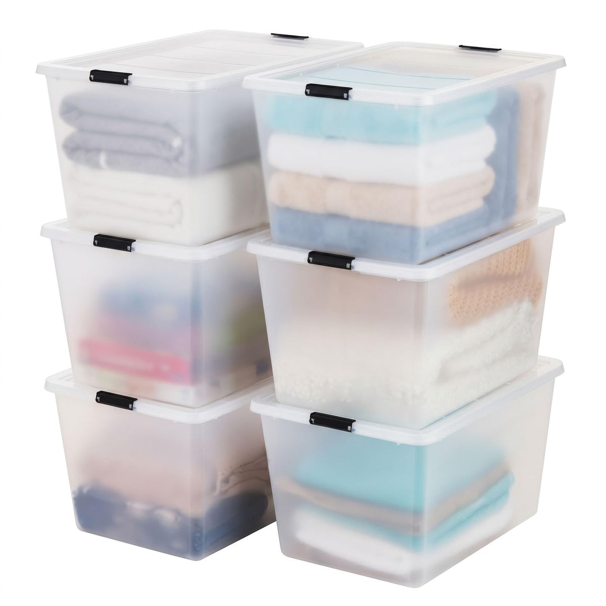 6 Pack 55 Quart Clip Box with Latching Lid (6 Count)