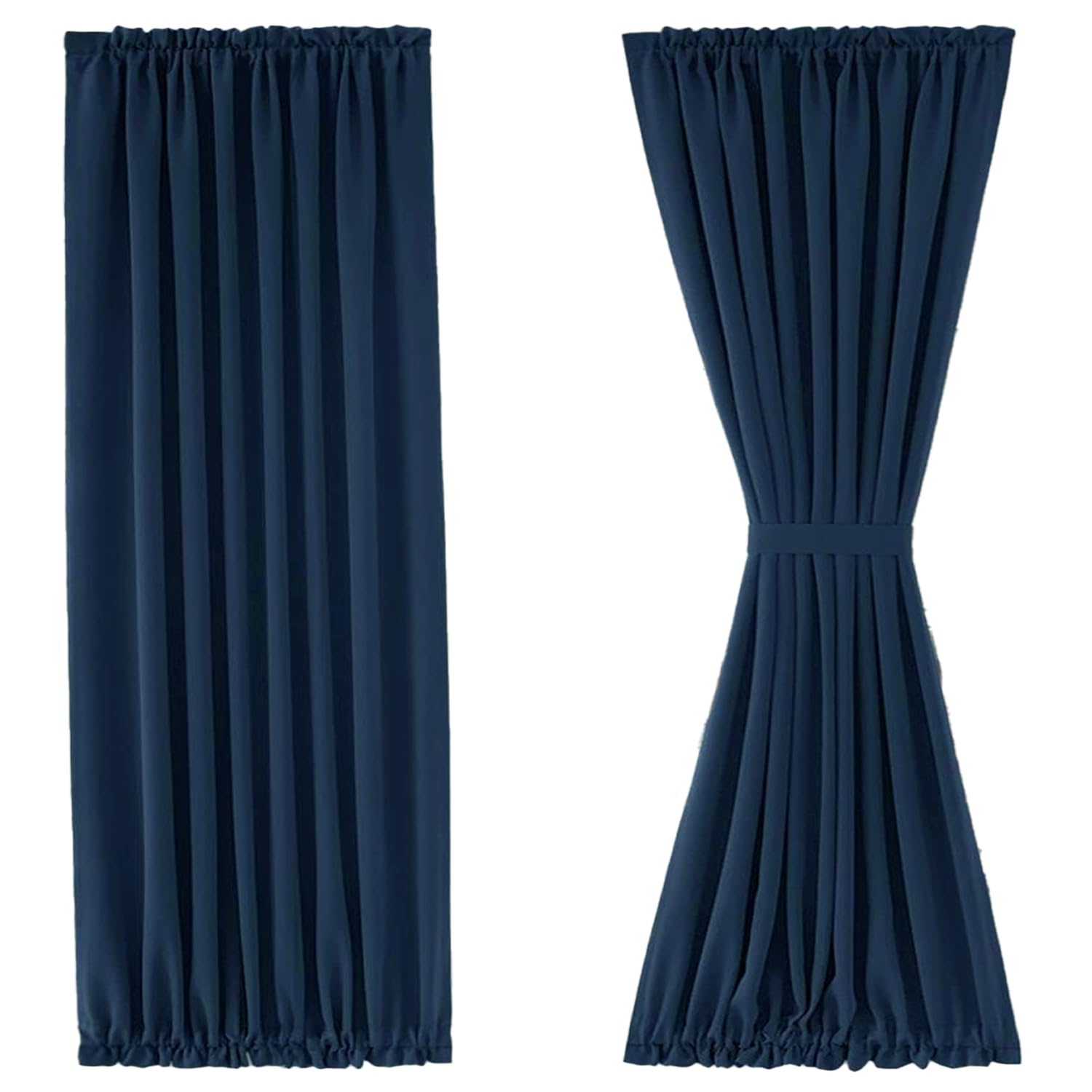 French Door Curtains Rod Pocket Thermal Blackout Curtain with Glass Window