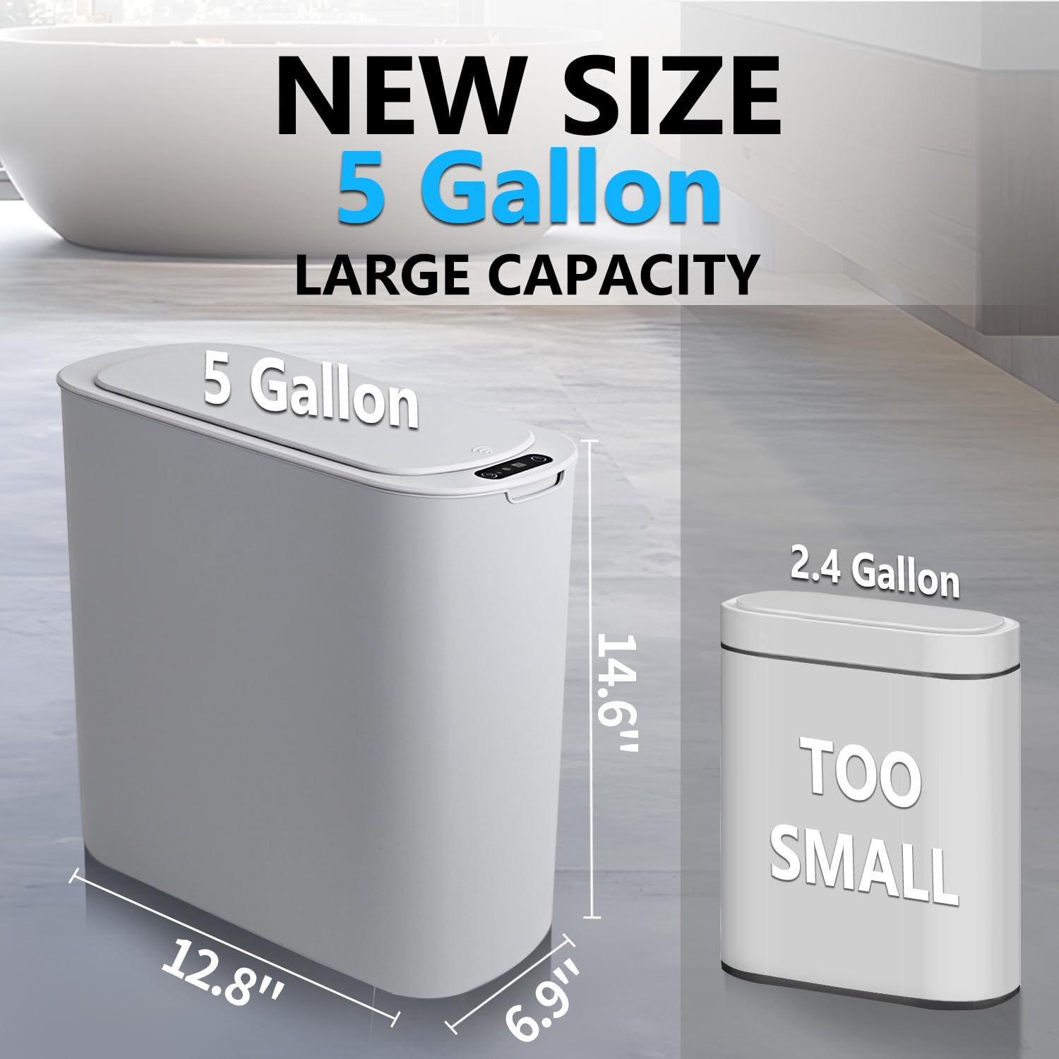 5 Gallon Automatic Bathroom Trash Can with Lid
