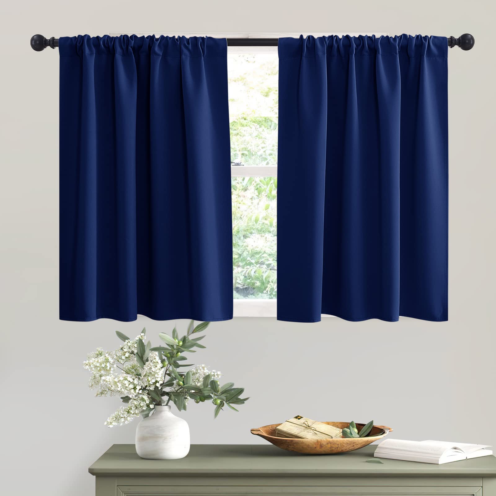 Short Blackout Curtains for Small Bedroom Kitchen Cafe Window