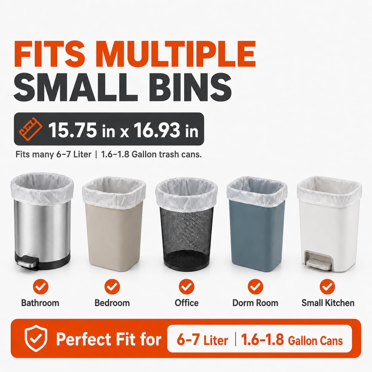 1.6 Gallon Small Trash Bags Garbage Bags by RayPard (170 Count)