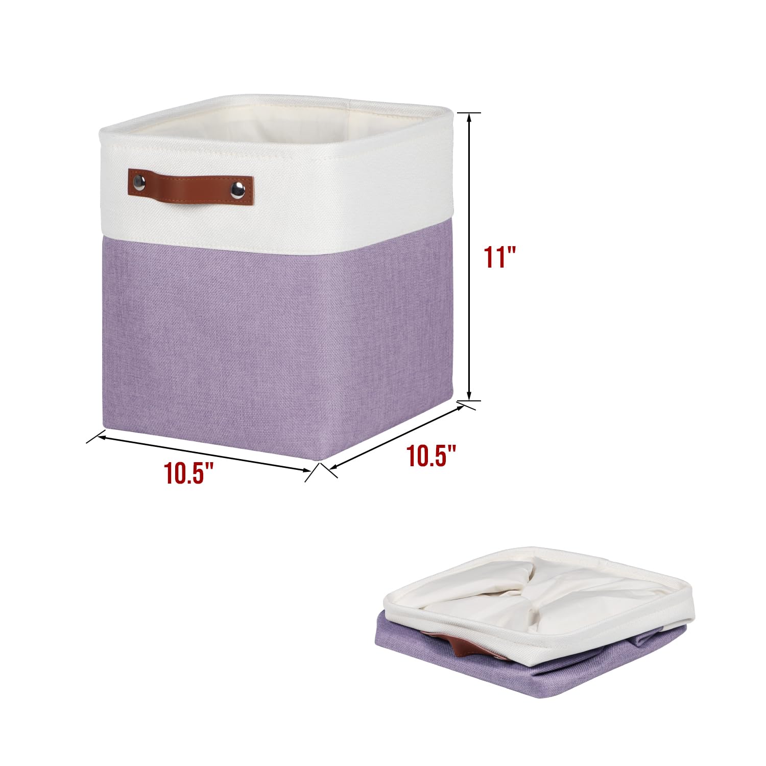 10.5 Inch Fabric Cube Bins with Hard Bottom (4 Count)