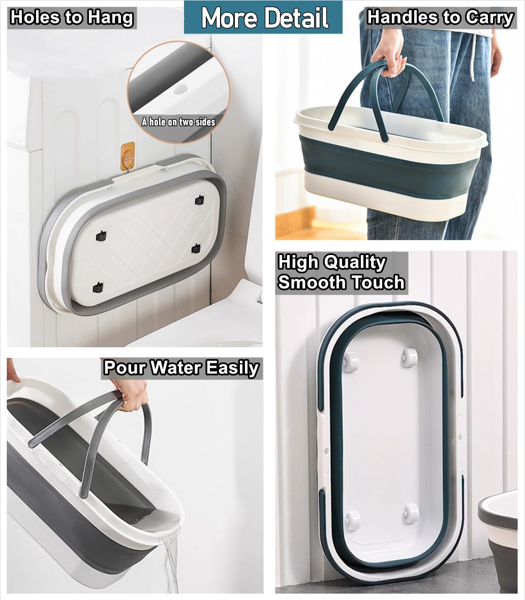 Collapsible Mop Wash Basin Bucket with Handle and Wheels