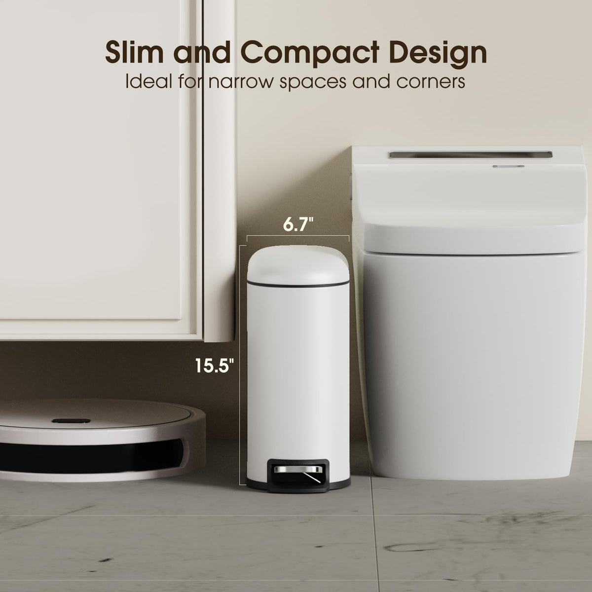 Small Bathroom Trash Can with Lid Soft Close