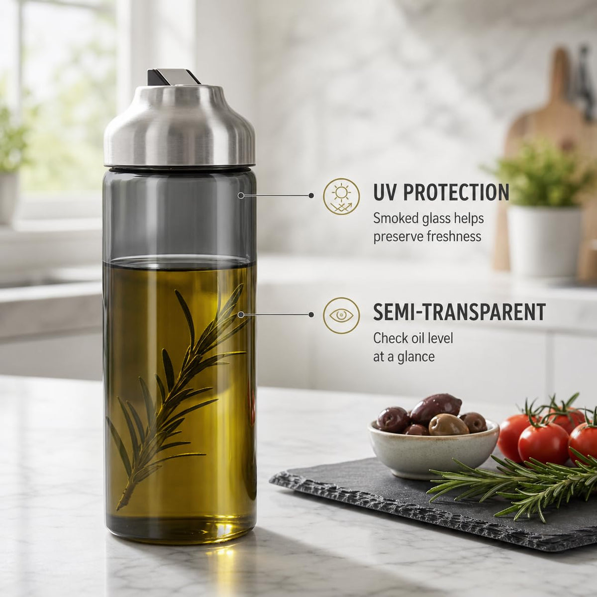 Olive Oil Dispenser Bottle for Kitchen (2 Count)
