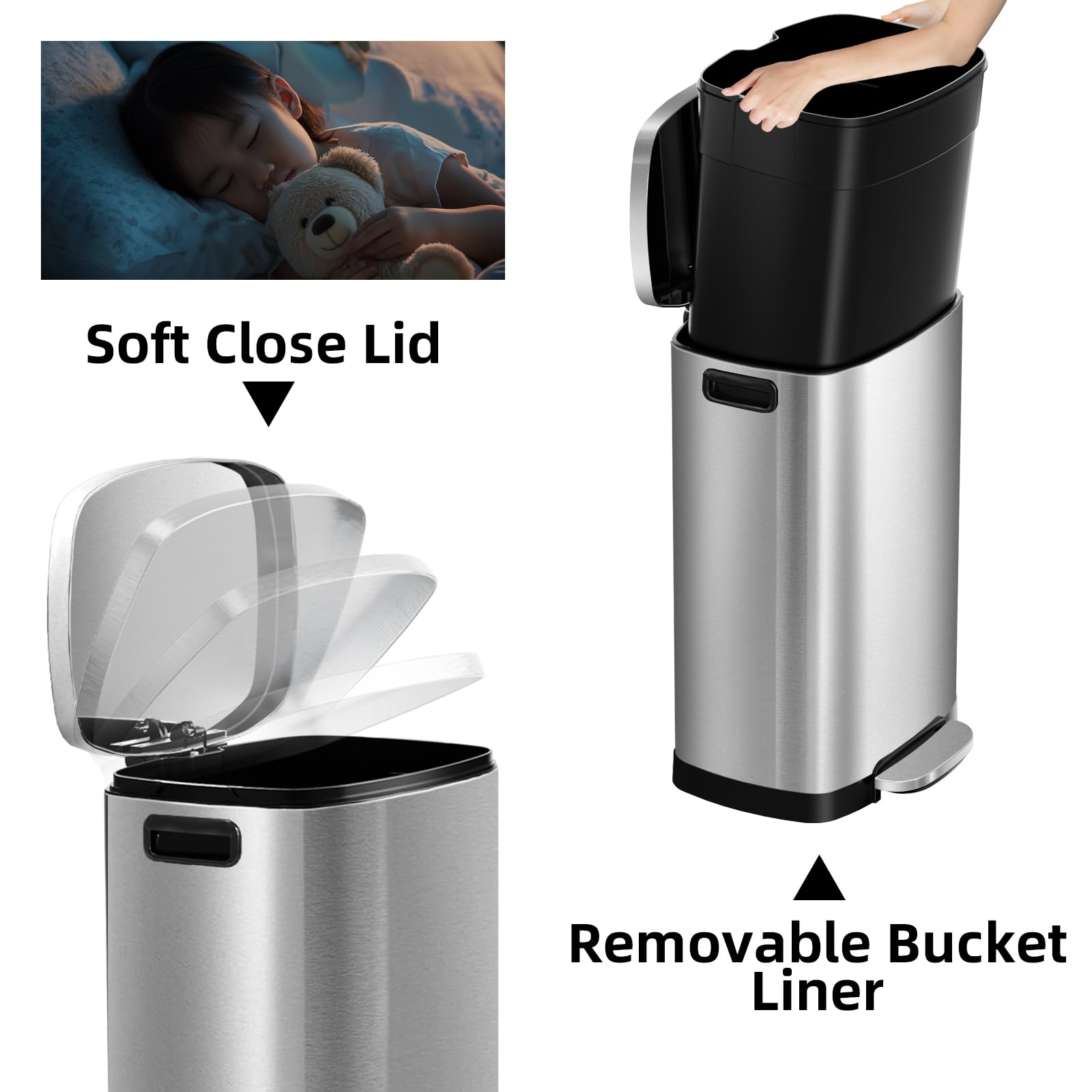 13 Gallon Trash Can with Lid